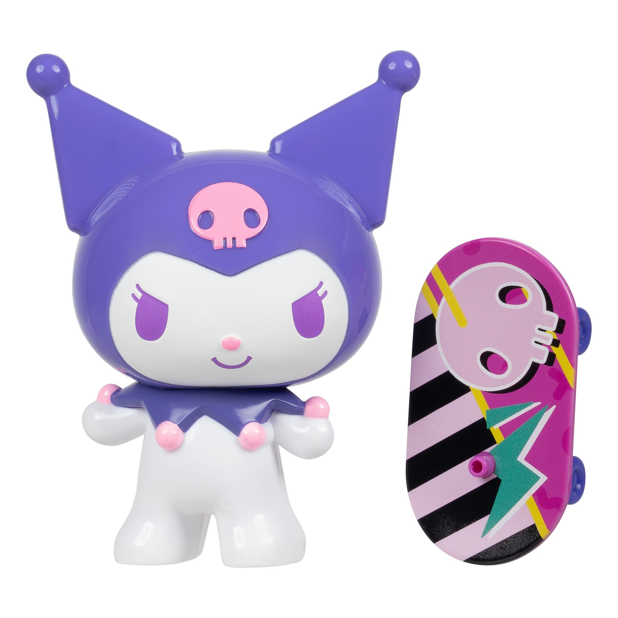 Kuromi and My Melody 4" figures with skateboard accessories, side view