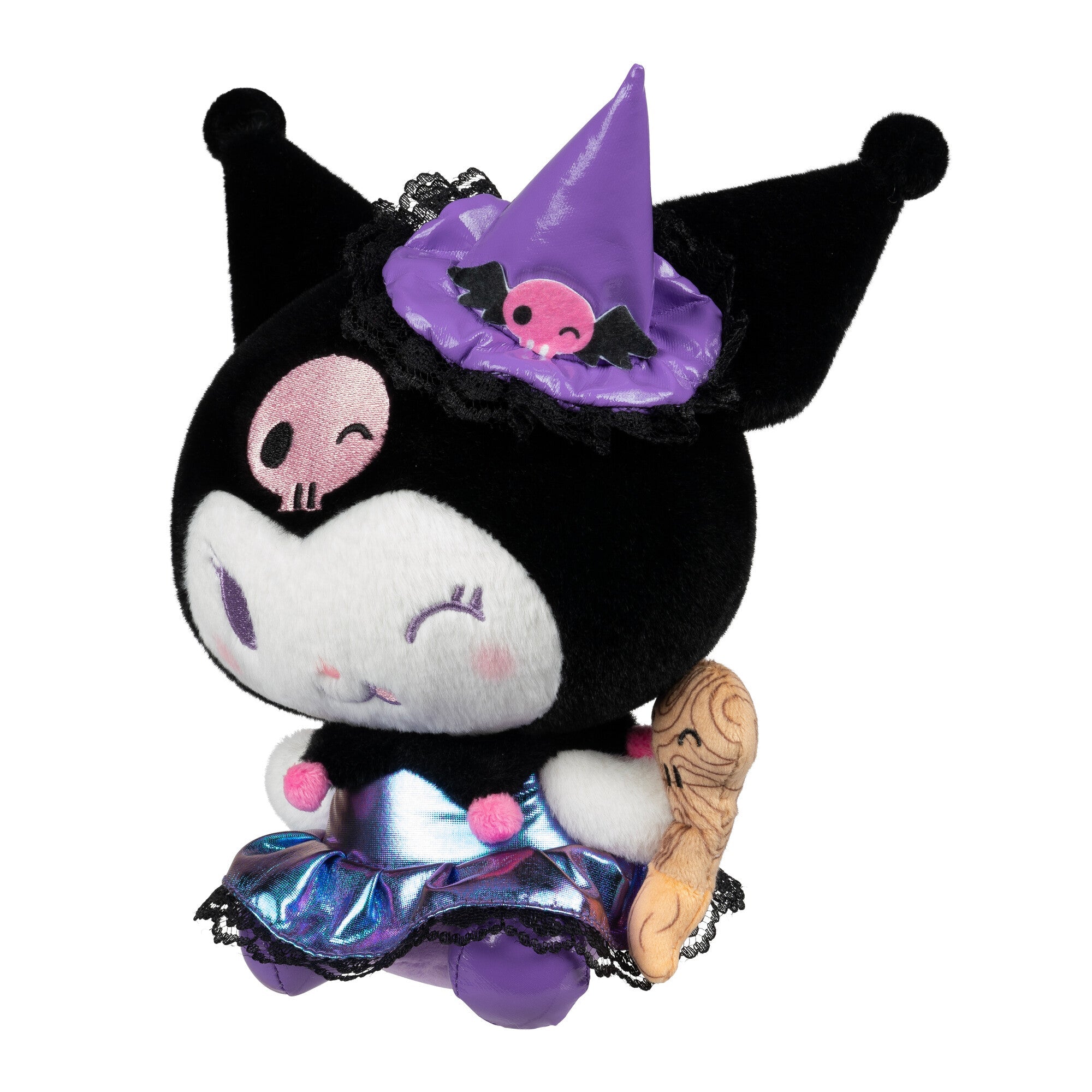 Halloween plush collection featuring Kuromi beside Snoopy plush animals