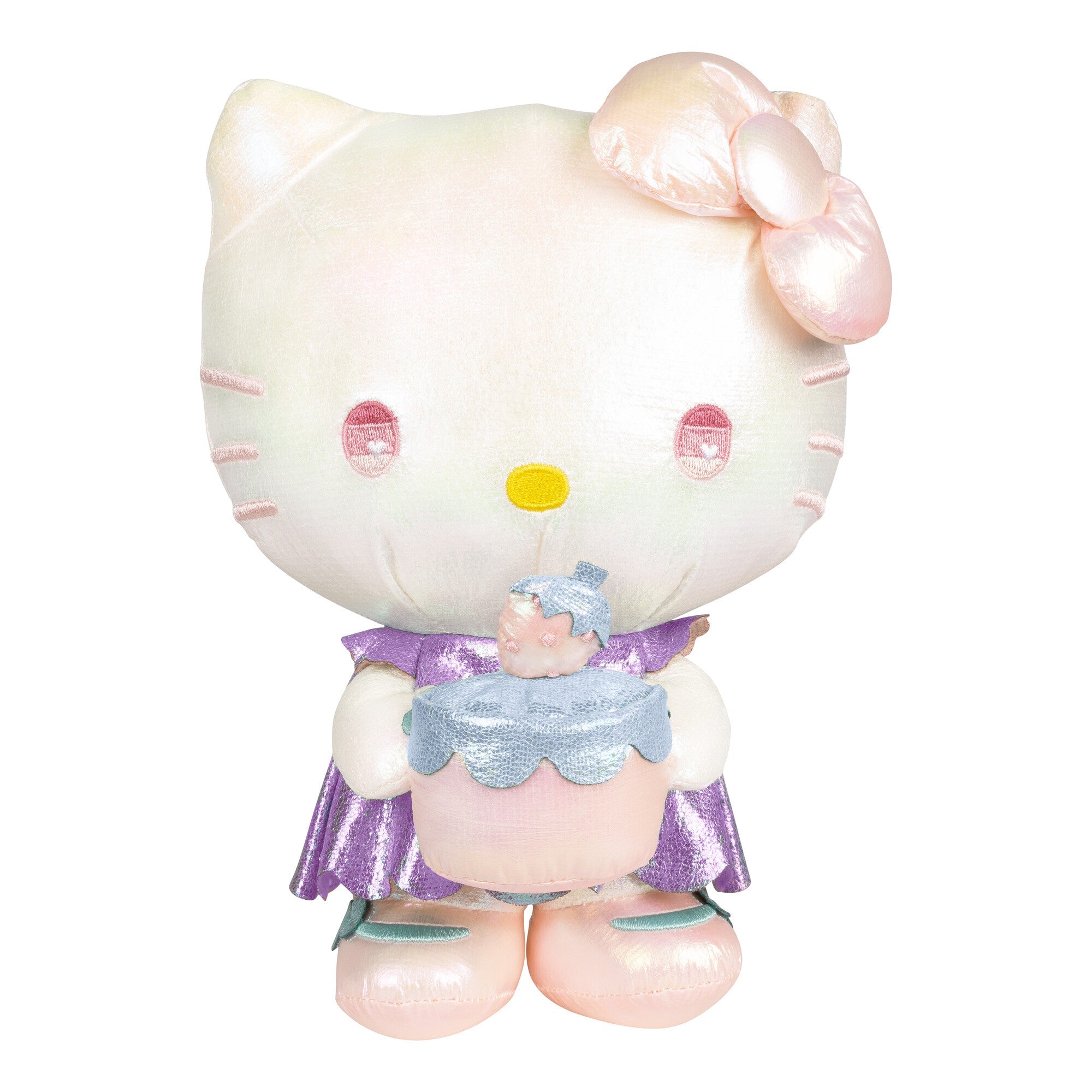 Hello Kitty plush backpack alternative view, showing the embroidered details