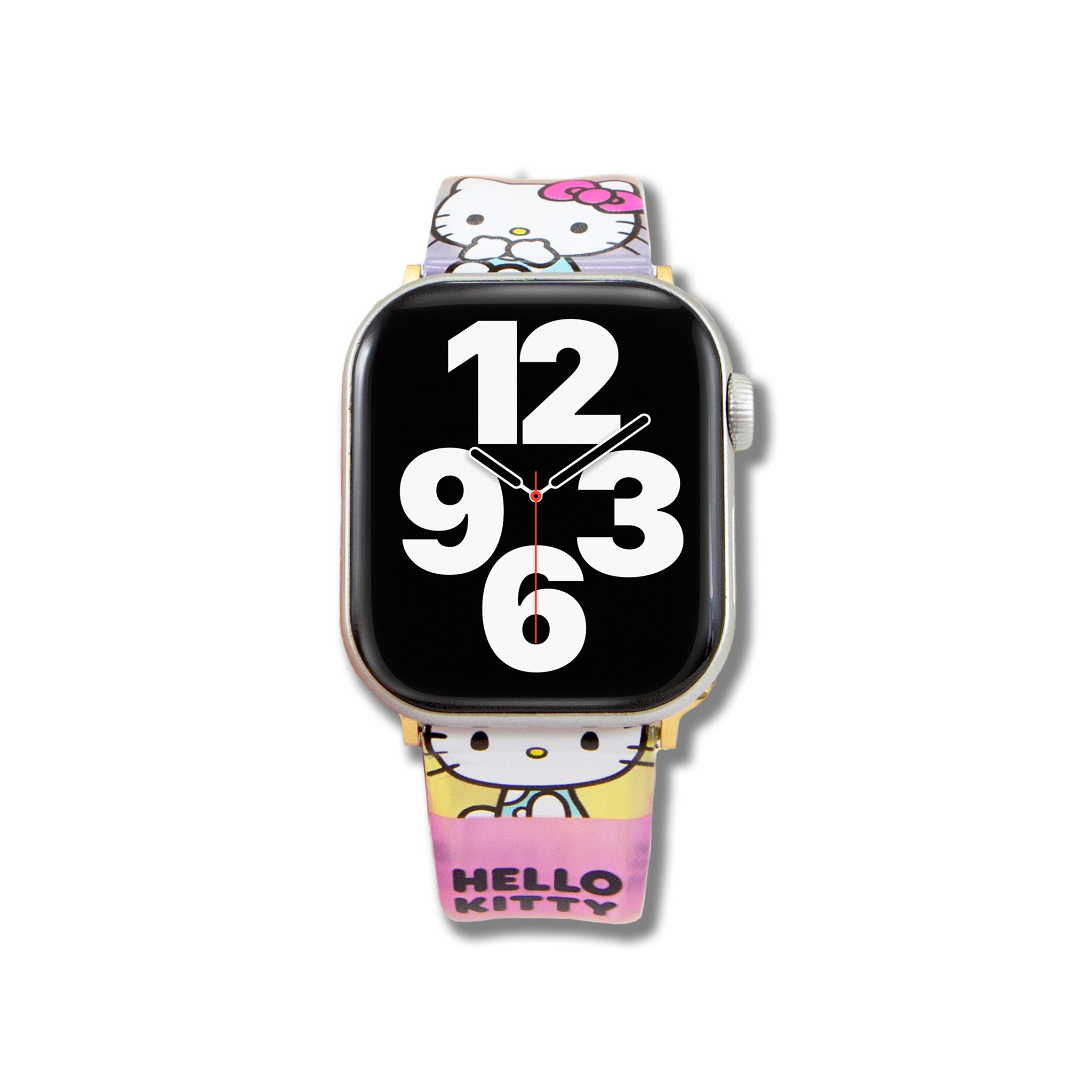 Gold-plated clasp detail of the Hello Kitty Apple Watch Strap.