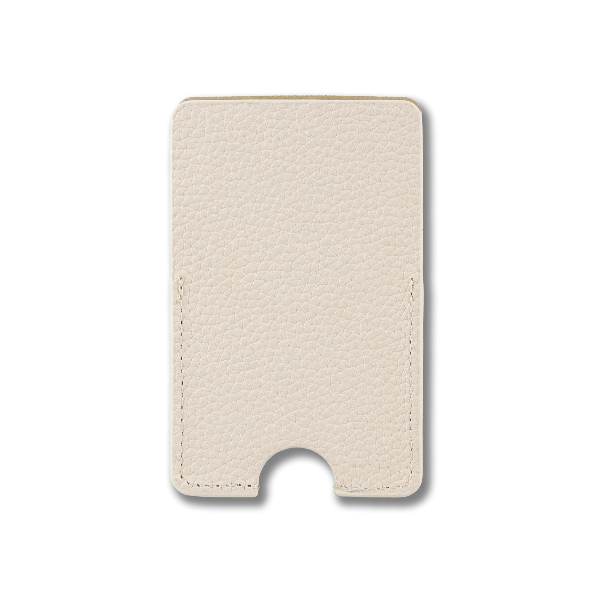 Side view of pebbled leather MagSafe wallet with tennis racket charm detail
