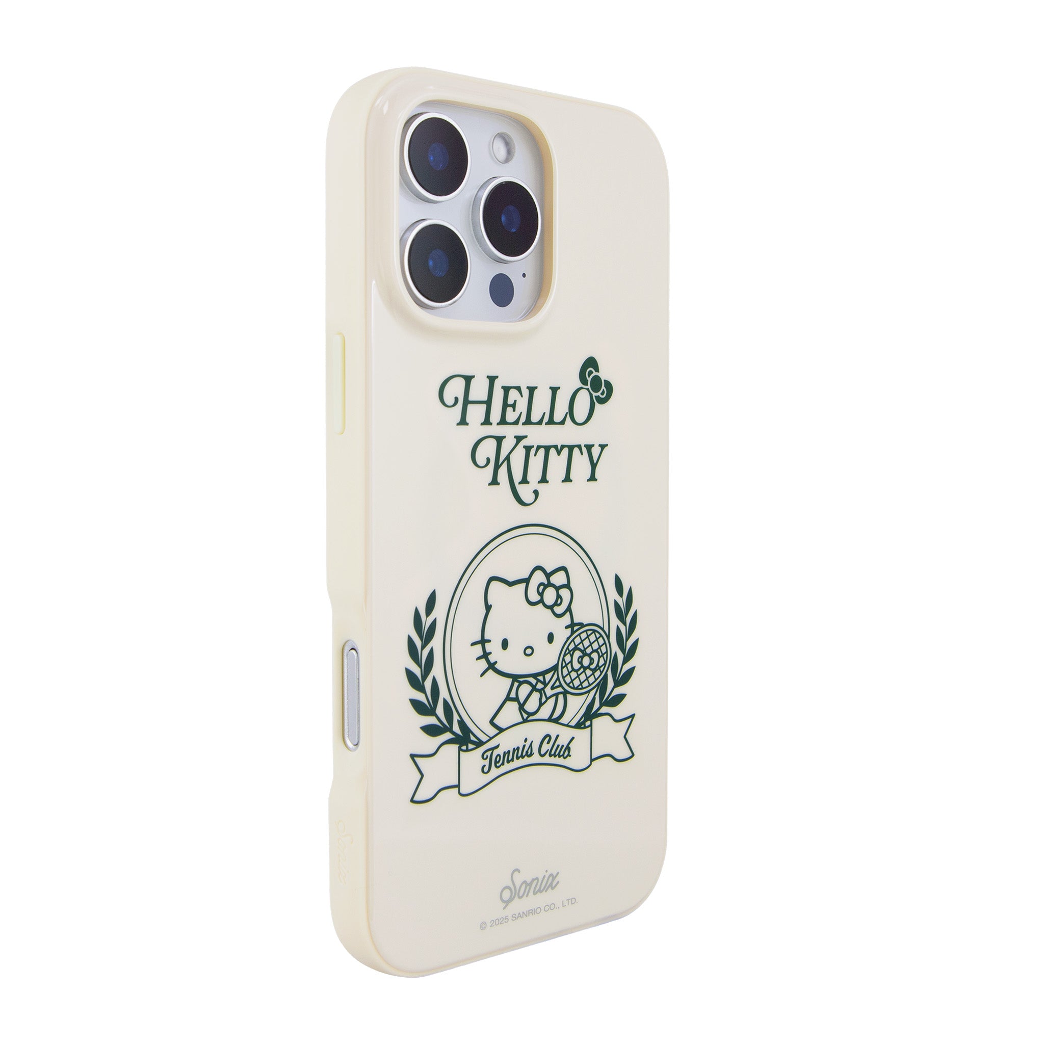 Side view of the Hello Kitty iPhone 16 Pro Max case, showing its raised bumper and shock-absorbent sides.