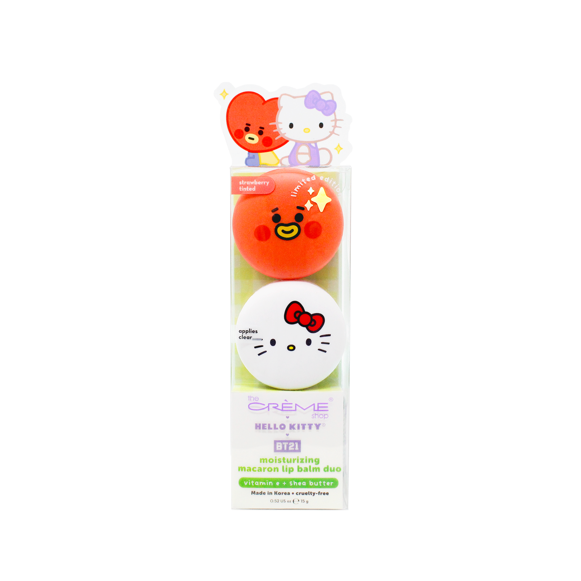 Hello Kitty Mixed Berry lip balm held against pink background