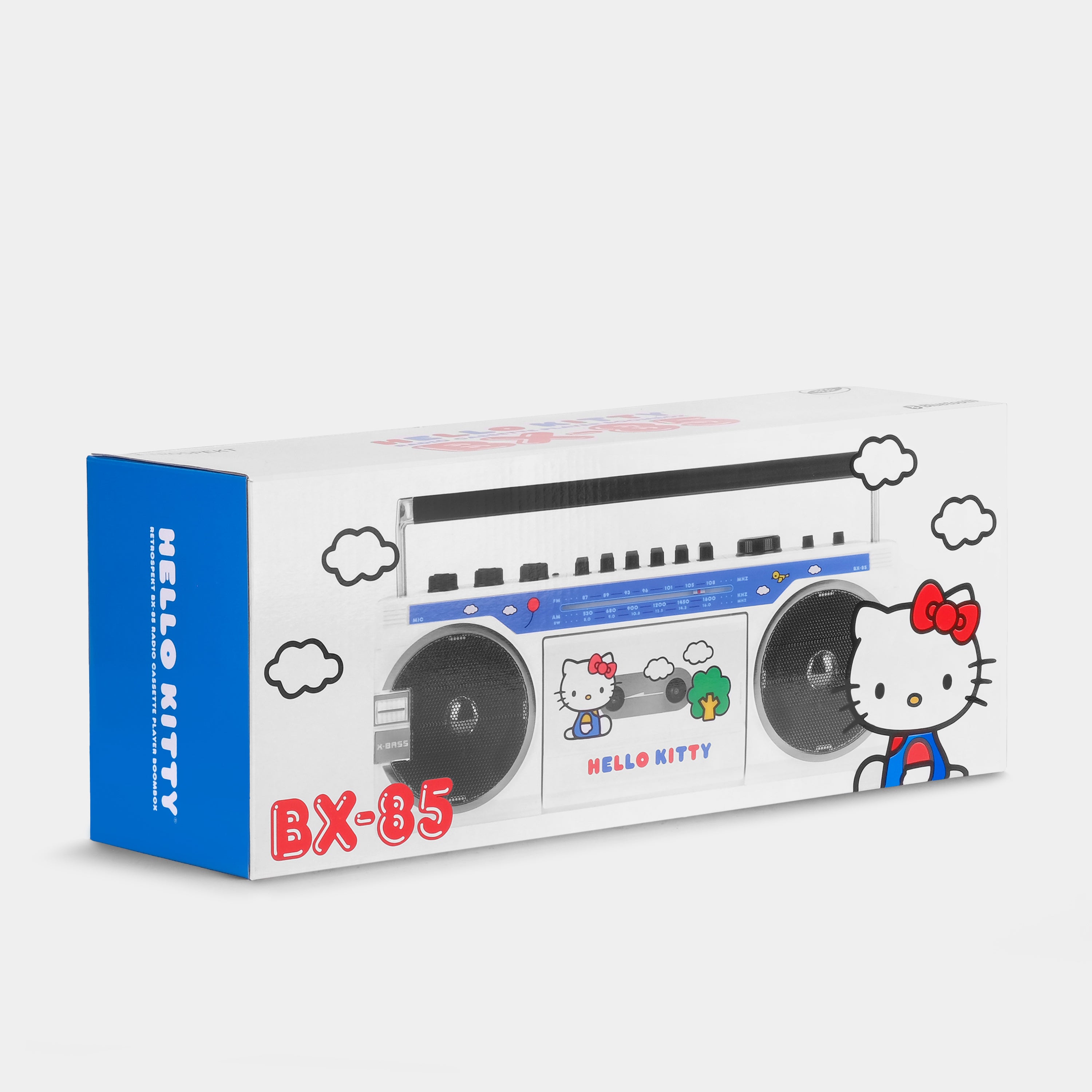 Side angle of retro portable radio with Bluetooth controls visible