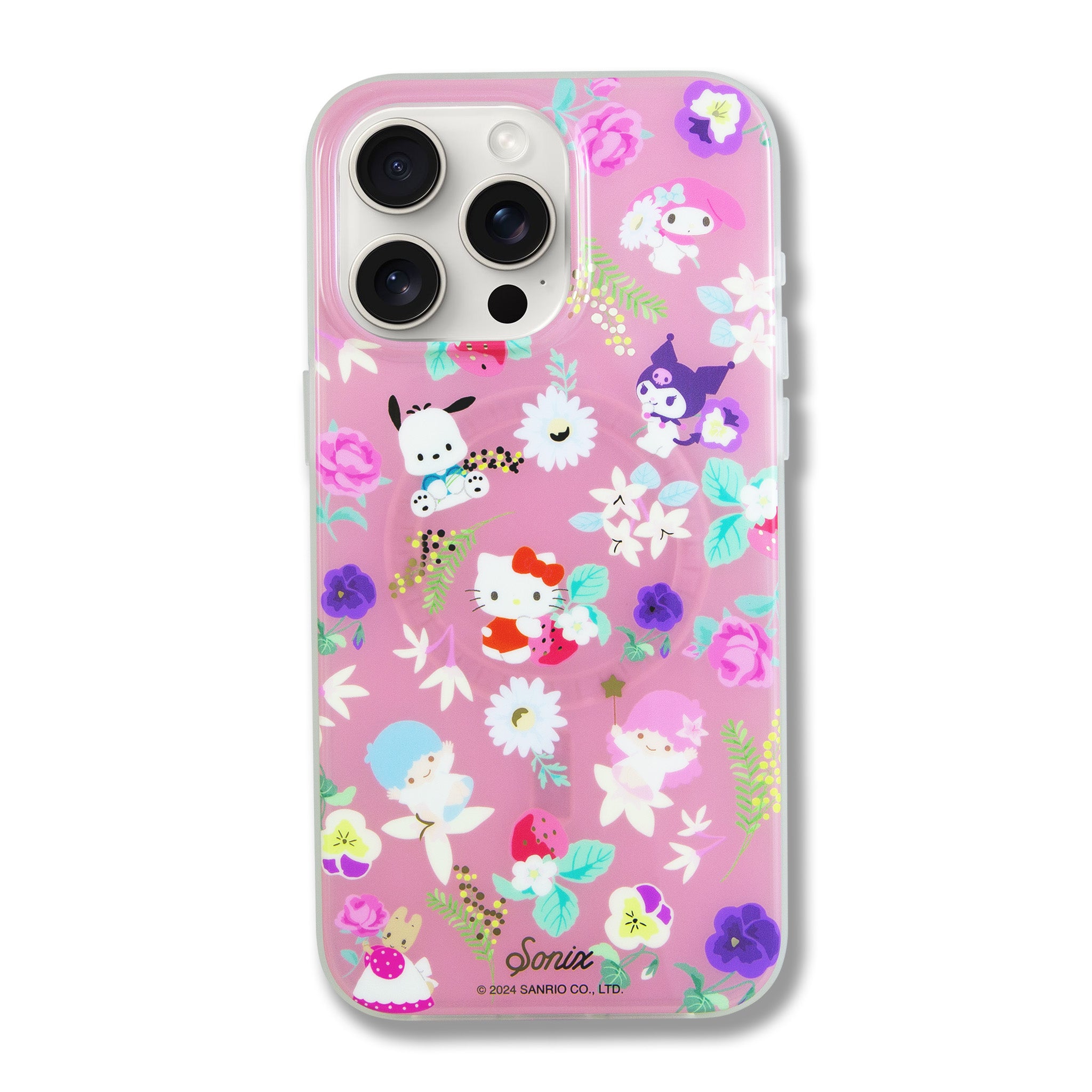 Side angle showing antimicrobial features of Hello Kitty case