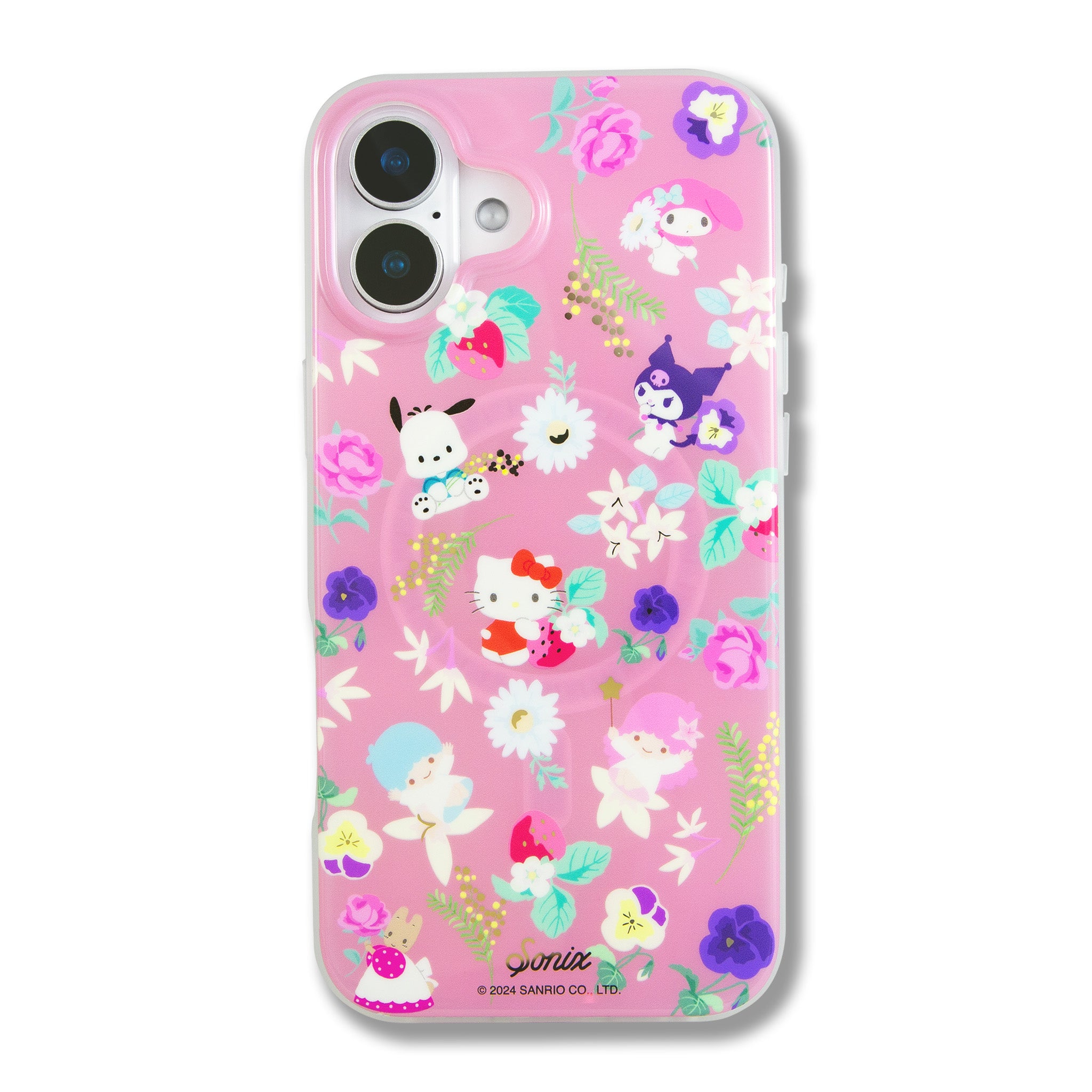 Side angle showing antimicrobial features of Hello Kitty case