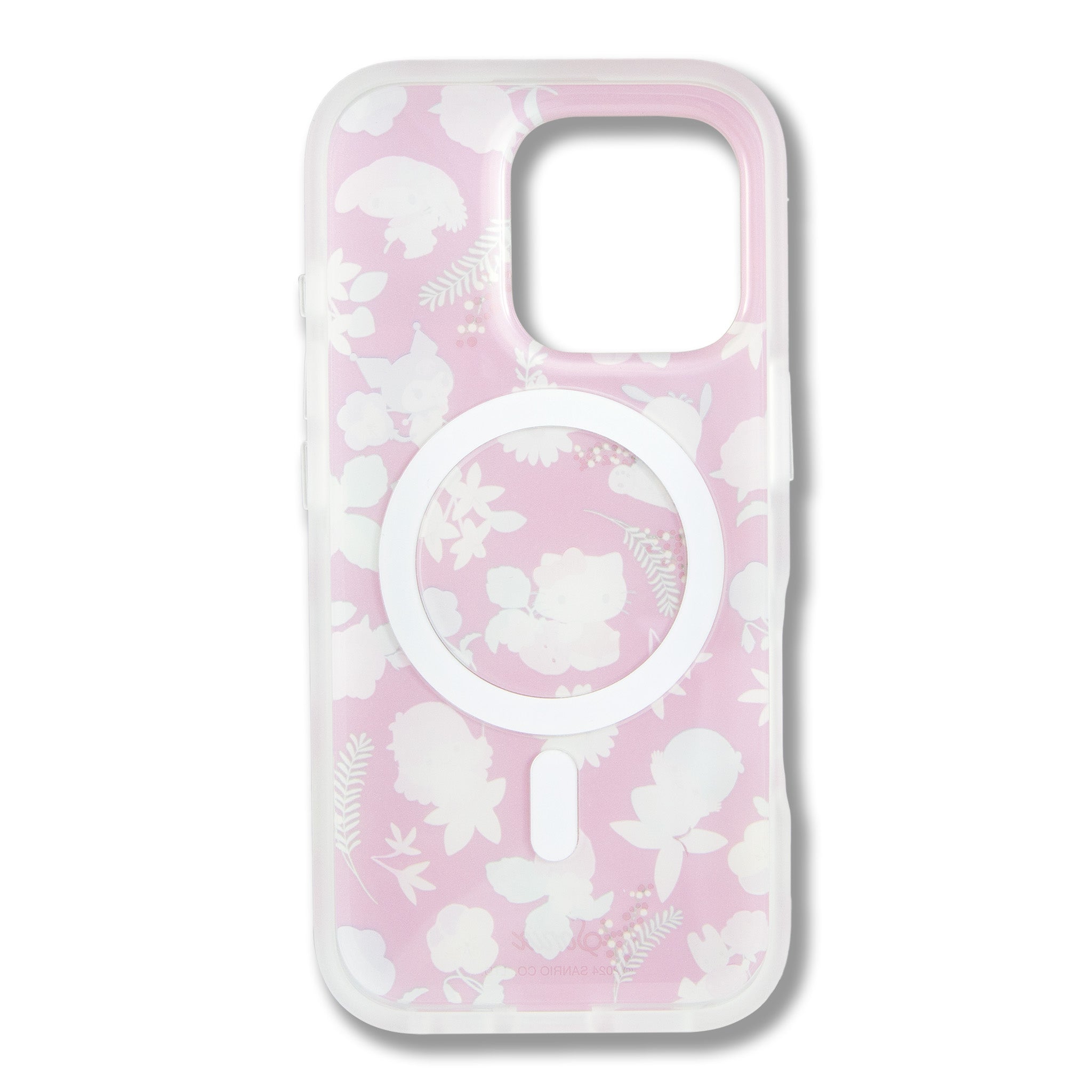 Close-up of Hello Kitty and friends design on iPhone case