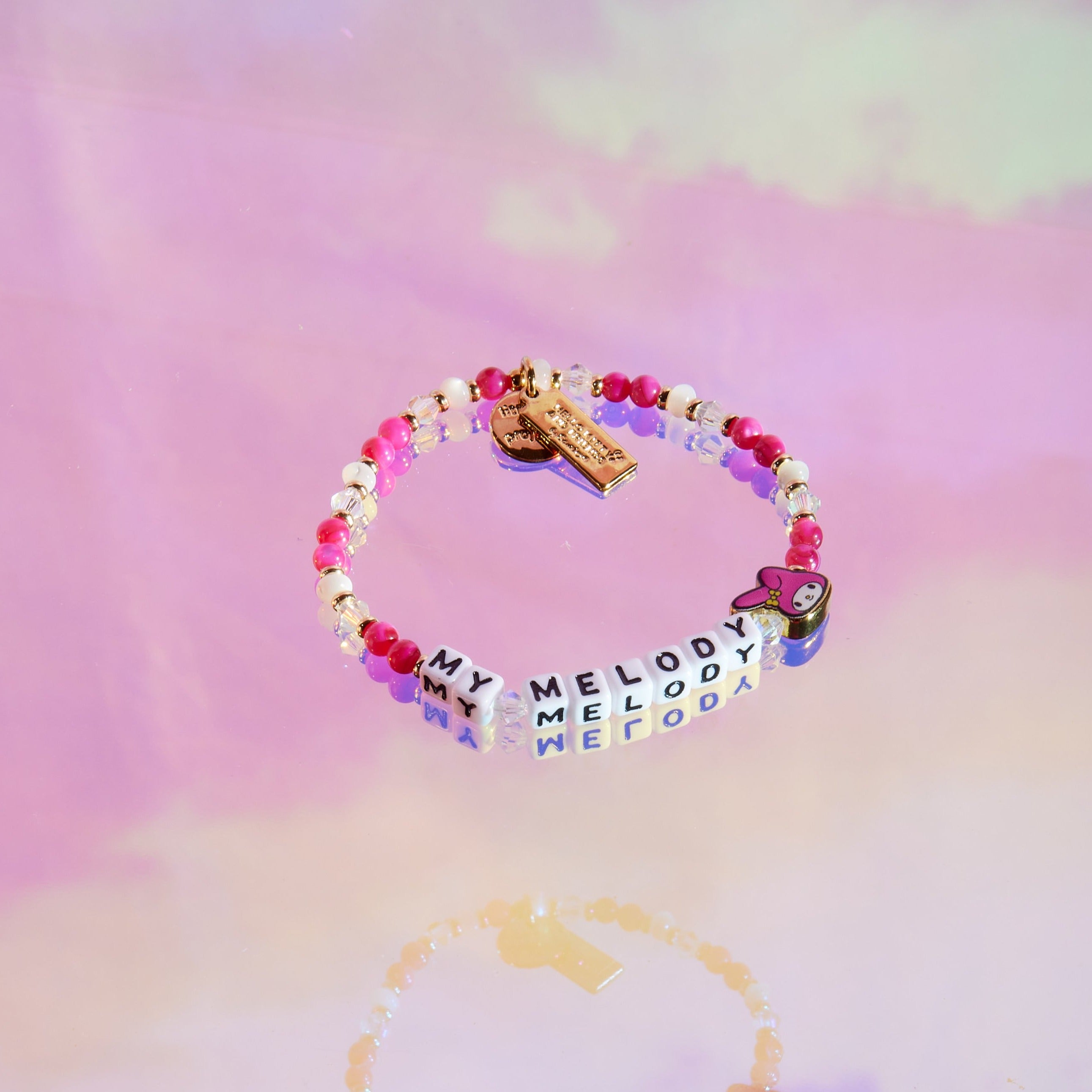 Handcrafted beaded friendship bracelet with crystal beads and character face charm