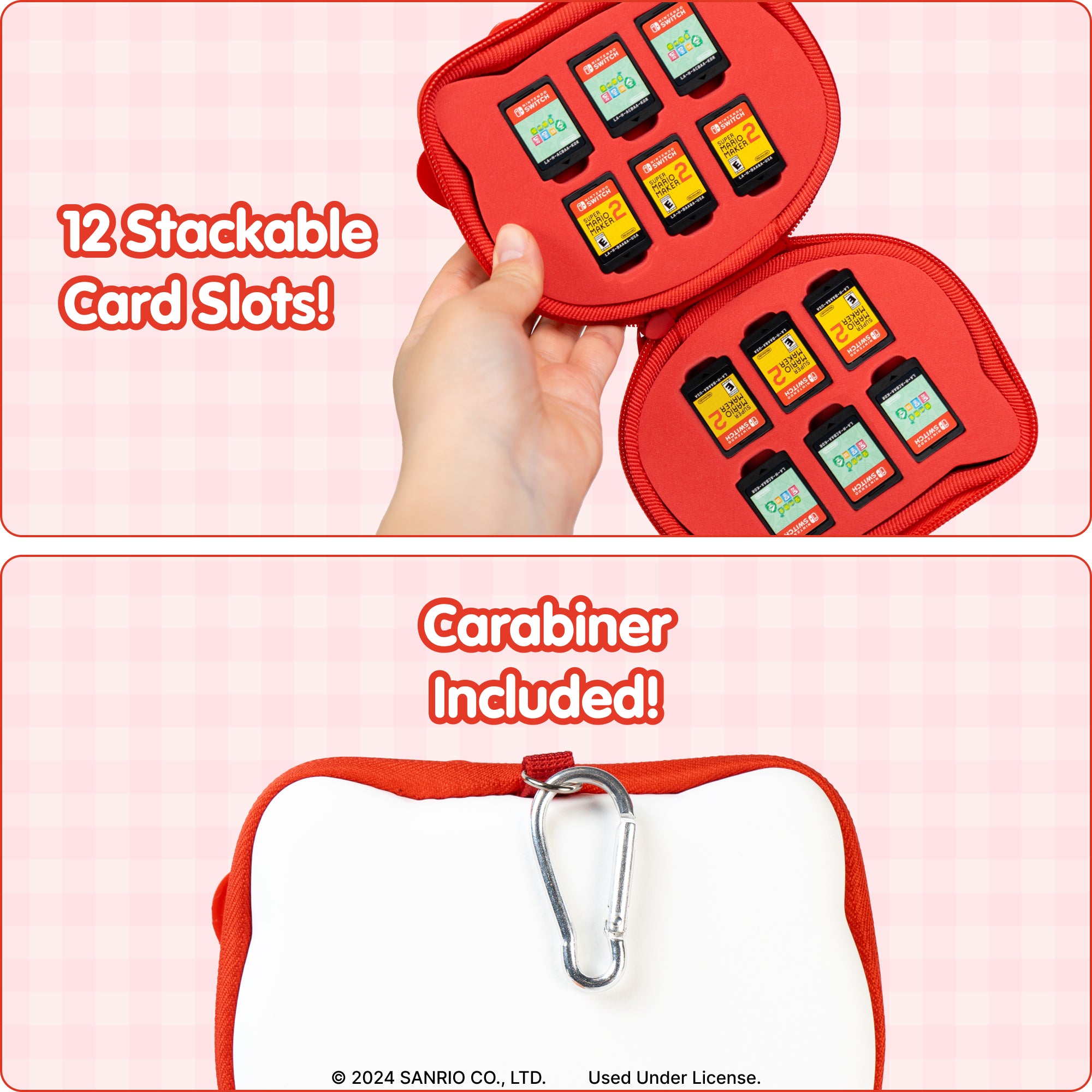 Front view of Hello Kitty Nintendo Switch cartridge case.