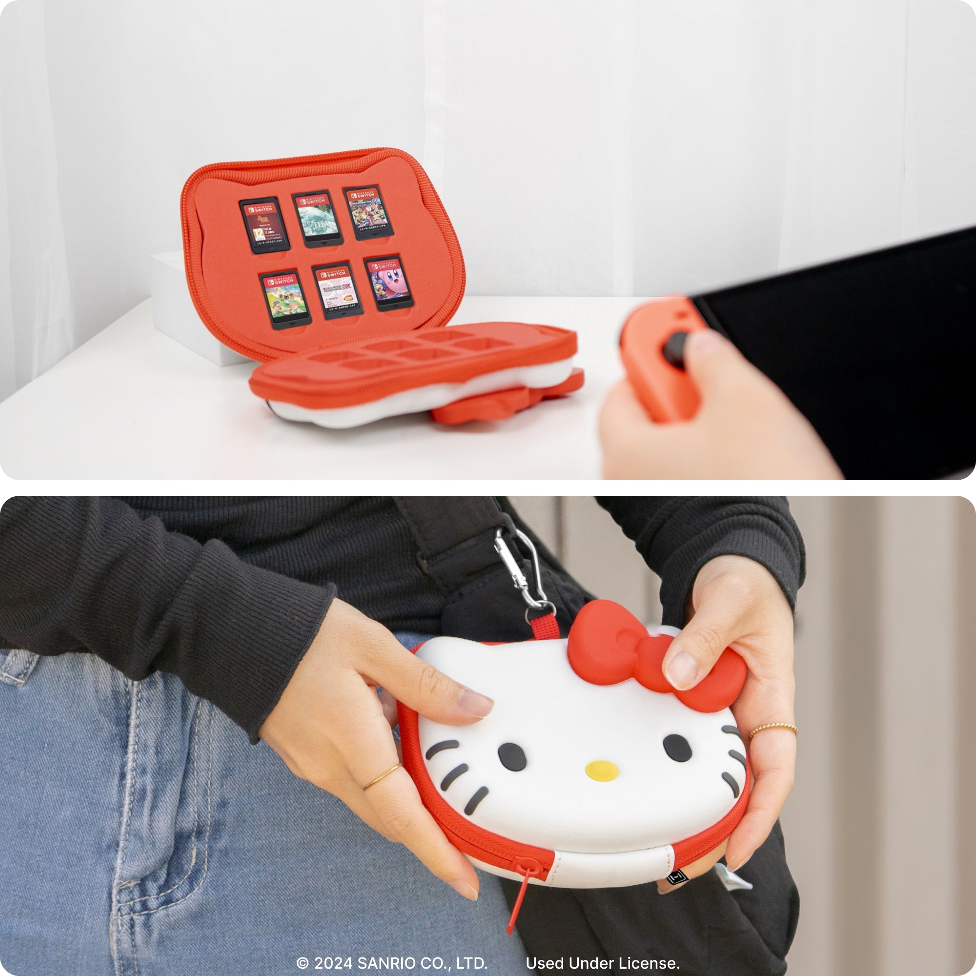 Front view of Hello Kitty Nintendo Switch cartridge case.