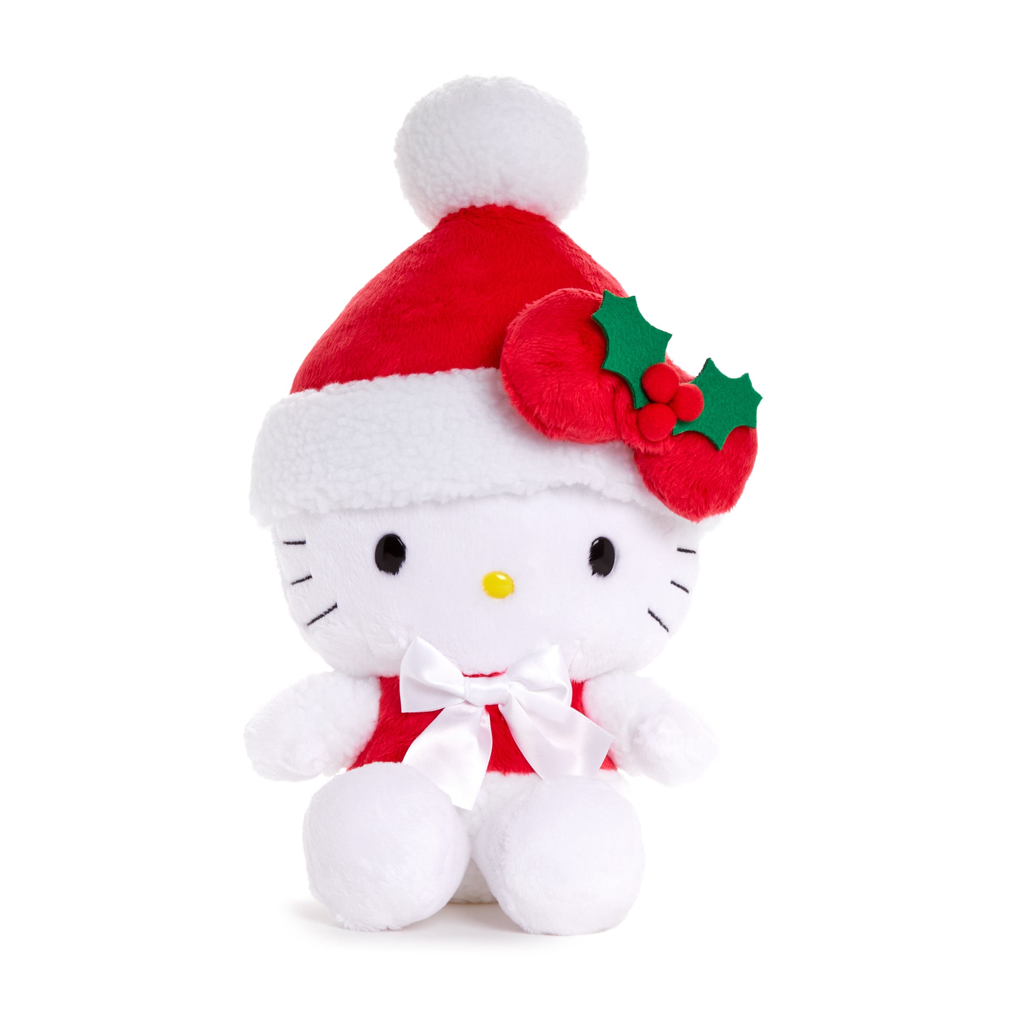 Hello Kitty plush dressed as Santa with fluffy trim