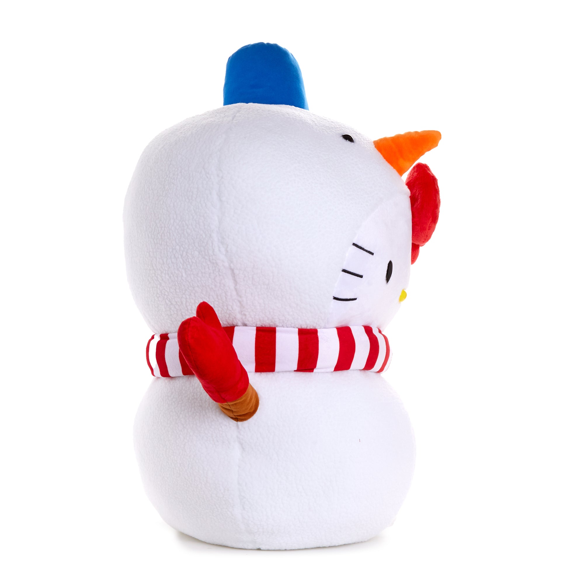 Close-up of embroidered details on the Hello Kitty holiday plush toy