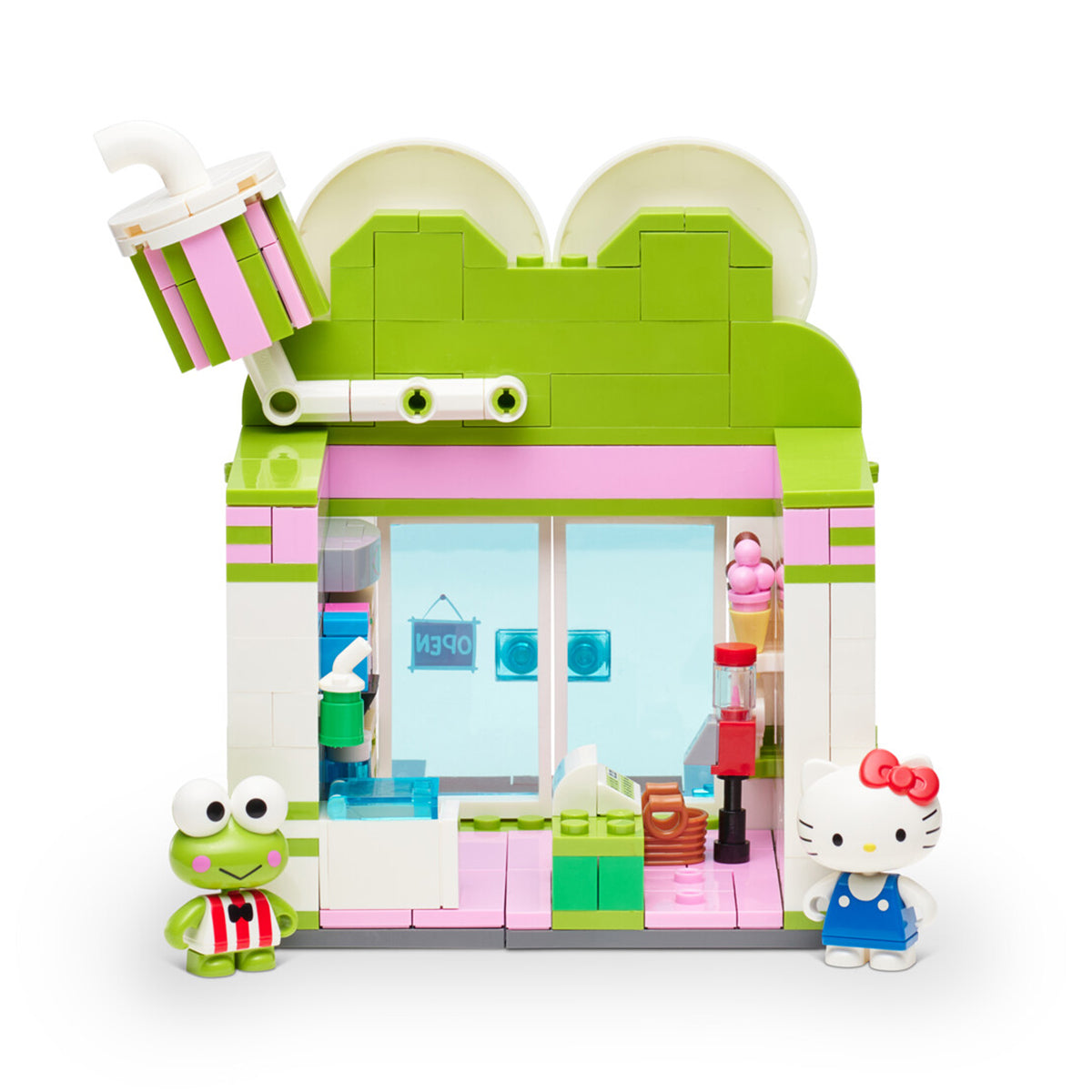 Close-up of the expandable walls and Keroppi cashier