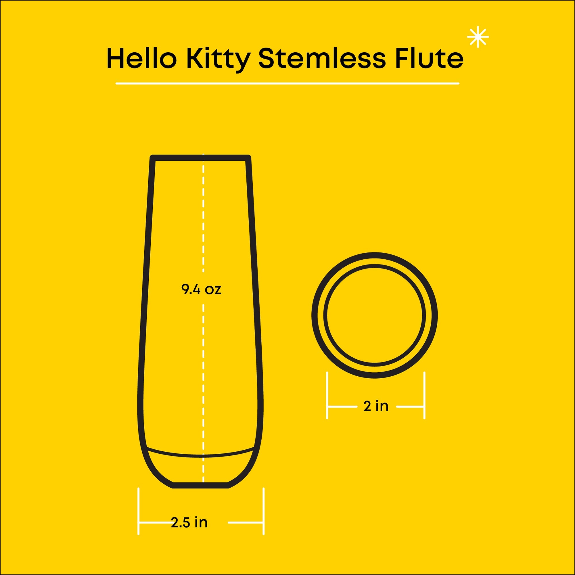 Elegant Sanrio drinkware featuring Hello Kitty outline and gold rim