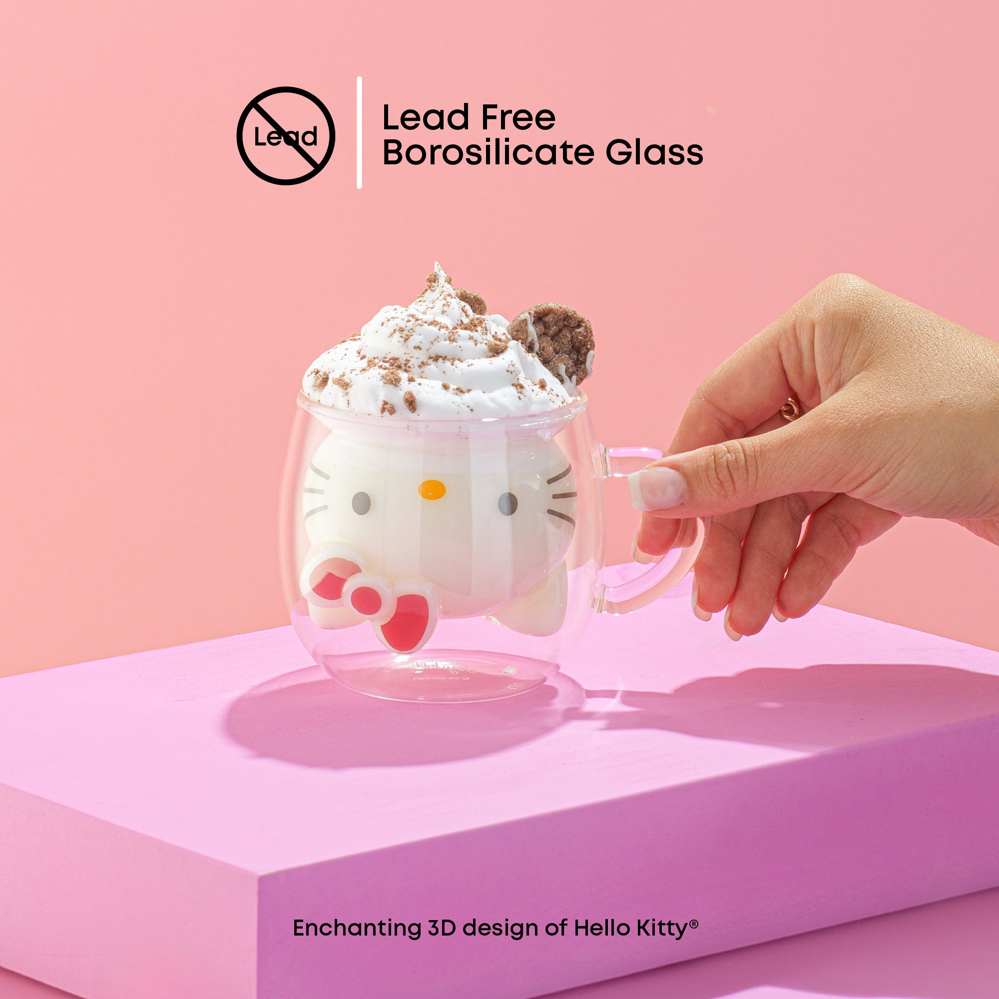 Hello Kitty 3D Double Wall Espresso Glass - Cute & Insulated Coffee Mug - Image 3