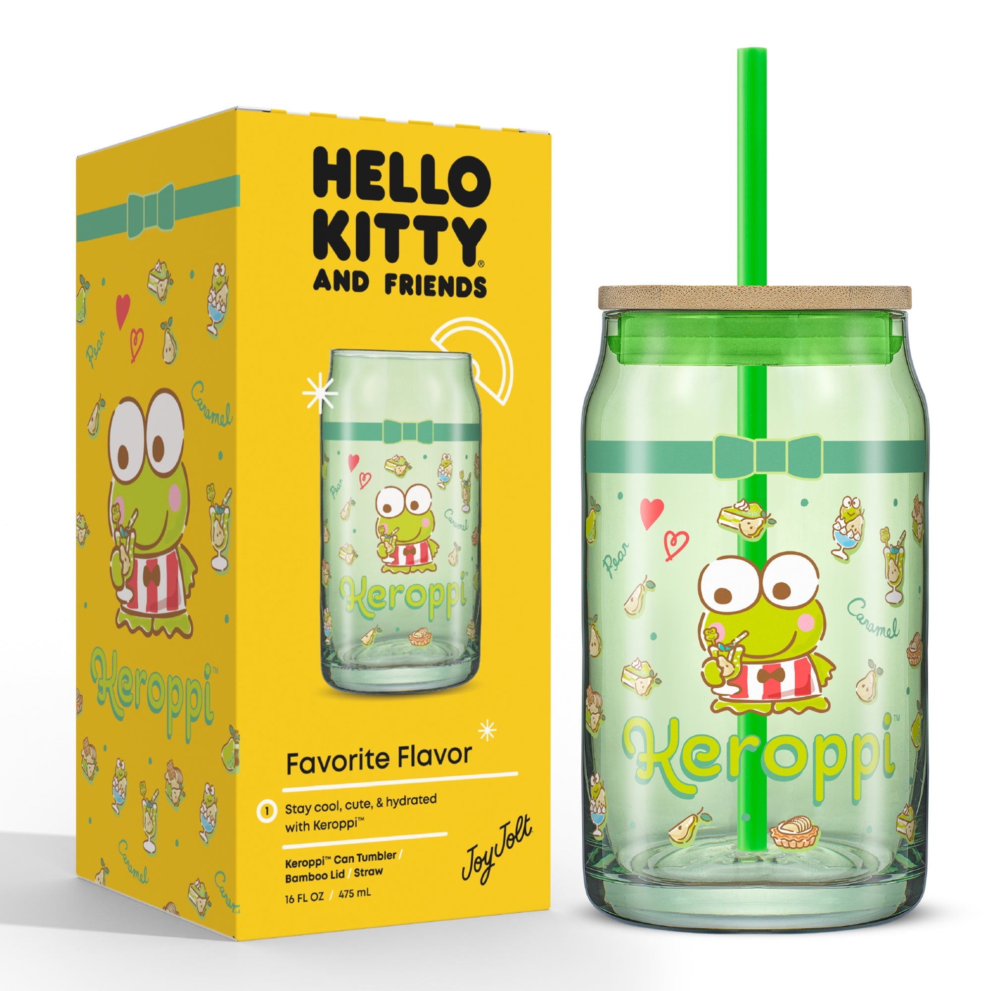 Close-up of the bamboo lid and reusable straw for the glass tumbler