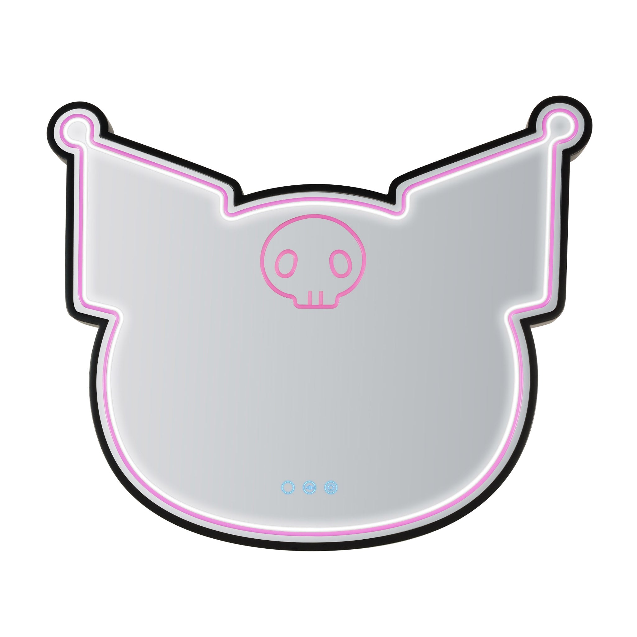 Close-up of the soft-touch sensor switch on the Kuromi neon wall mirror.