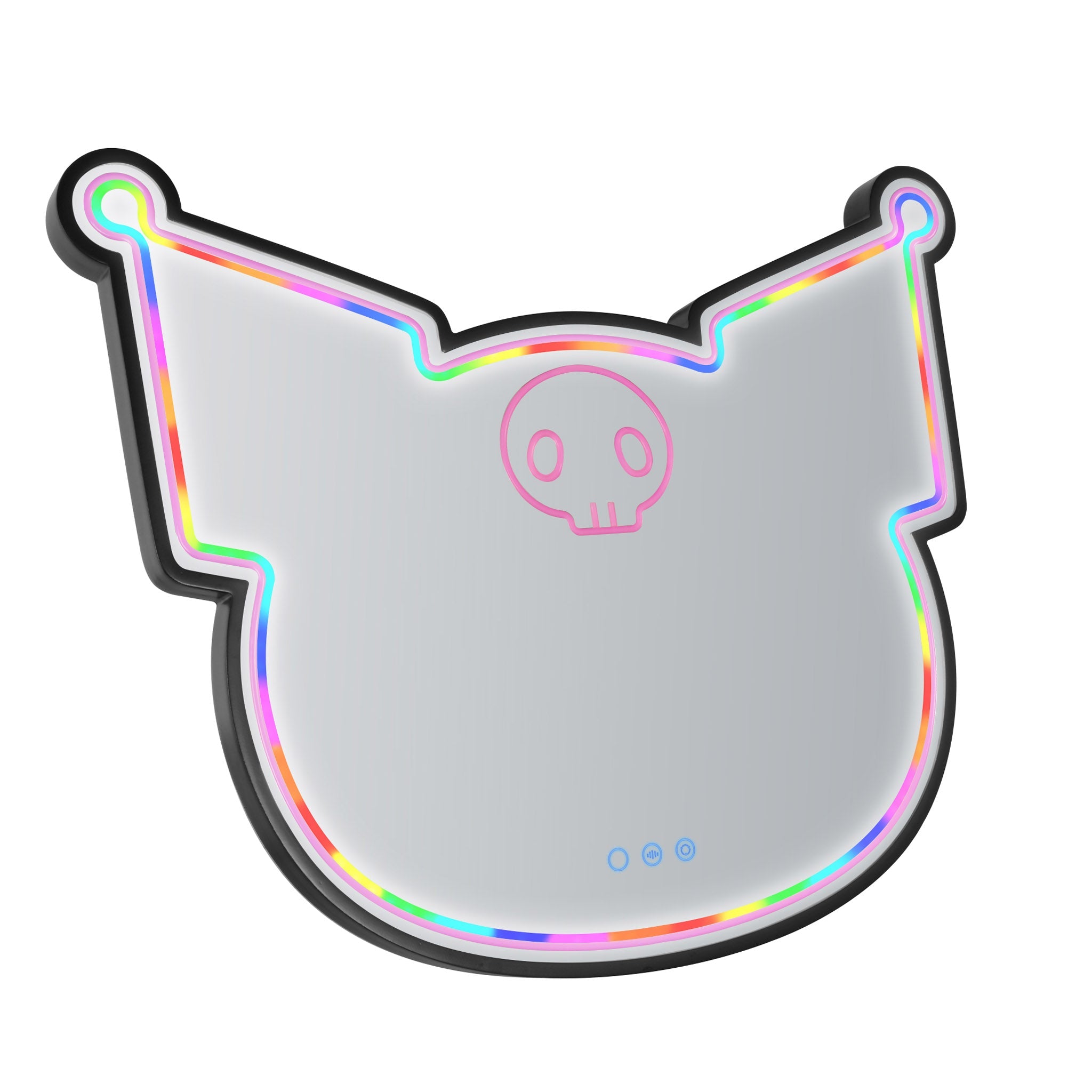 Close-up of the soft-touch sensor switch on the Kuromi neon wall mirror.