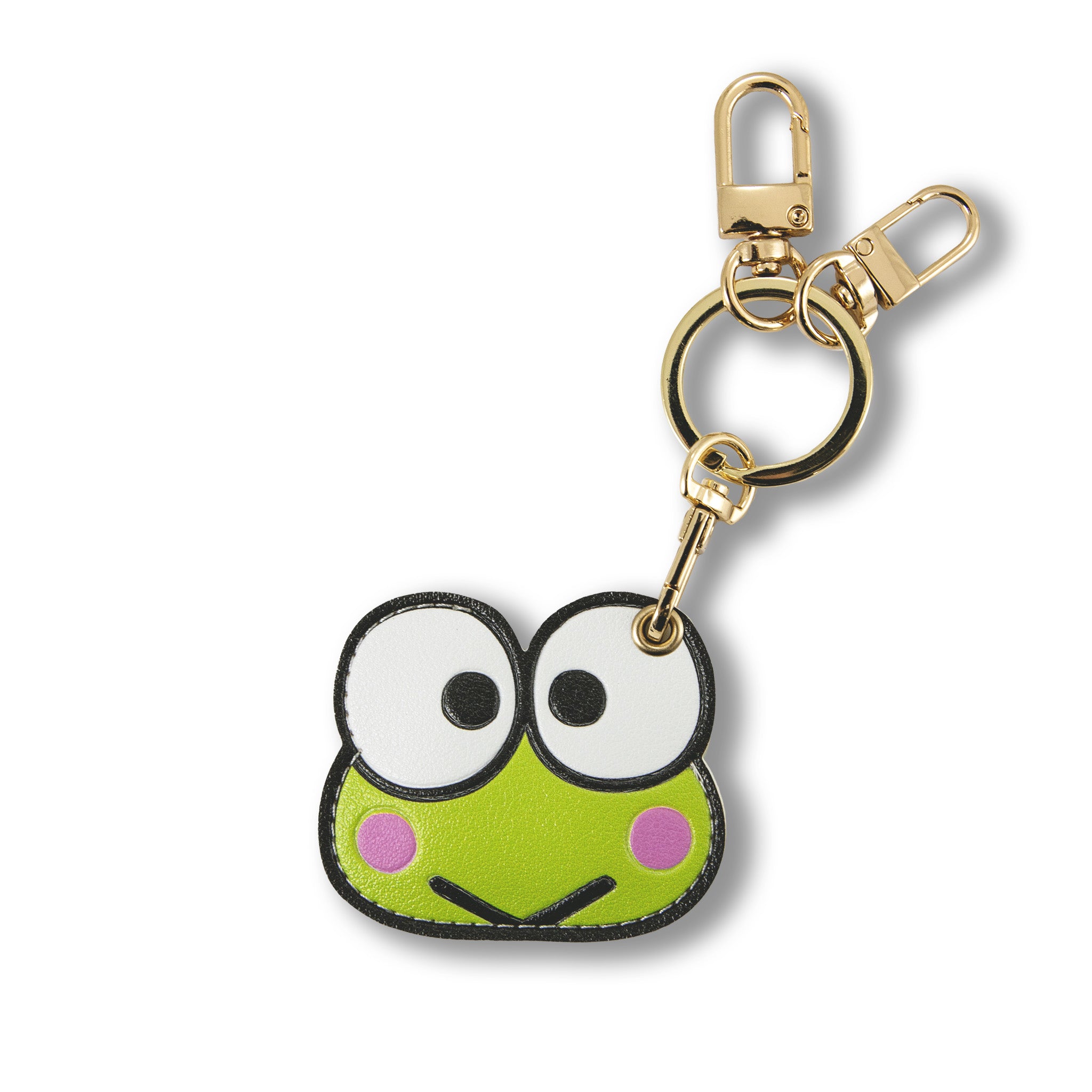 Front view of the Keroppi leather AirTag keychain.
