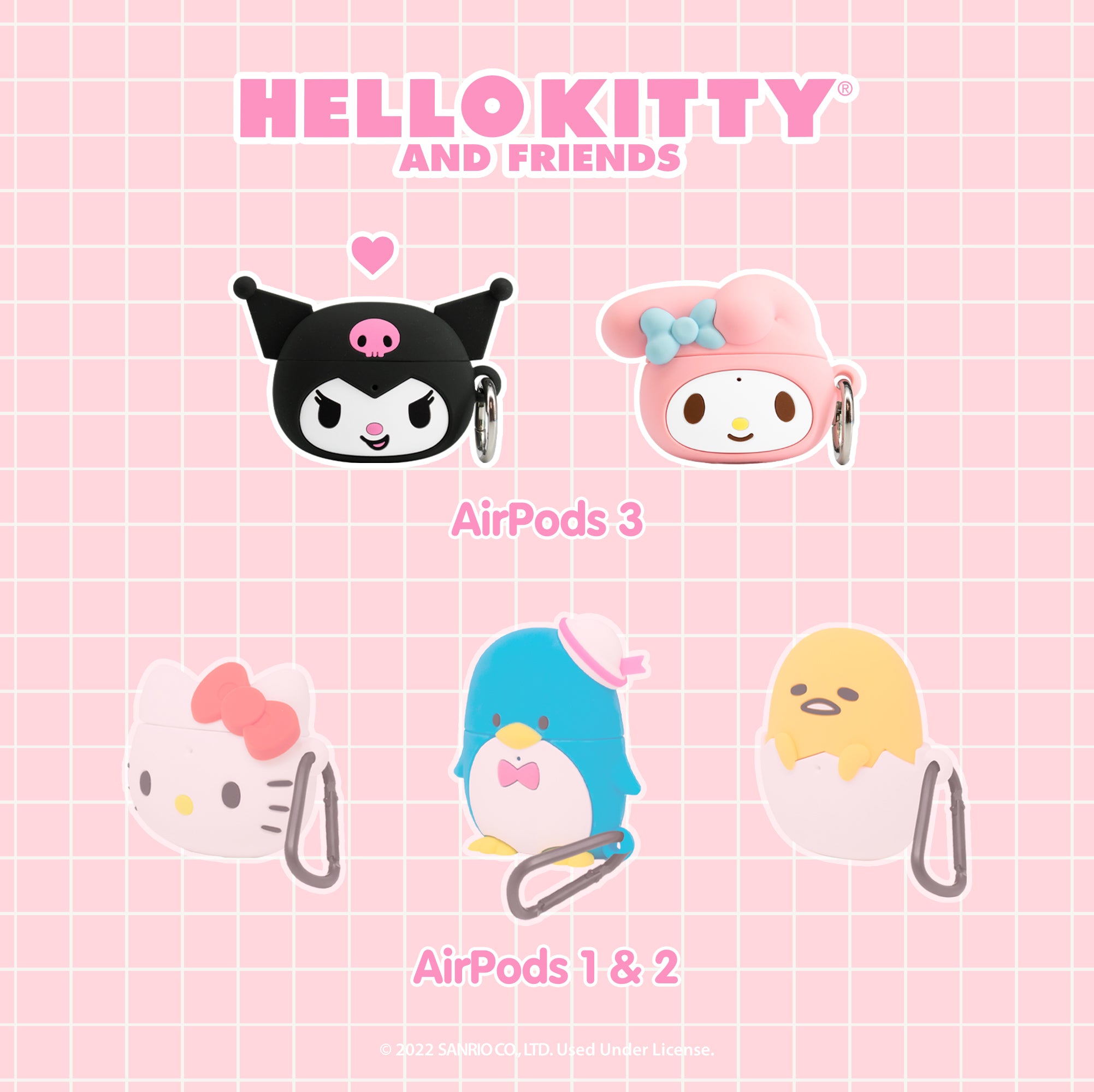 Kuromi AirPods case with AirPods inside, showing wireless charging