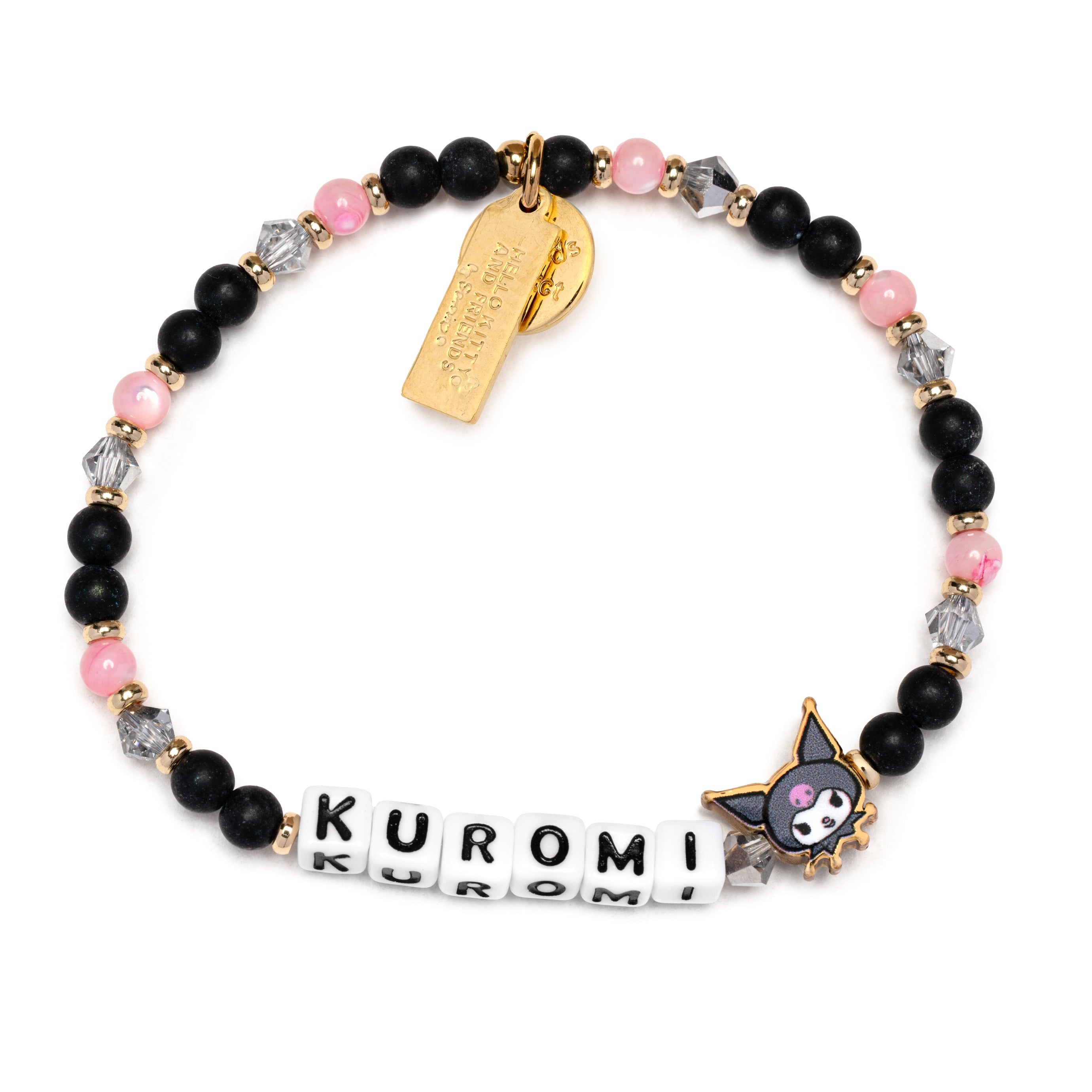 Kuromi beaded bracelet with crystal beads and elastic stretch design