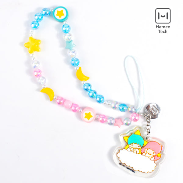 Beaded wristlet with phone holder and Little Twin Stars charm, ideal for outdoor activities