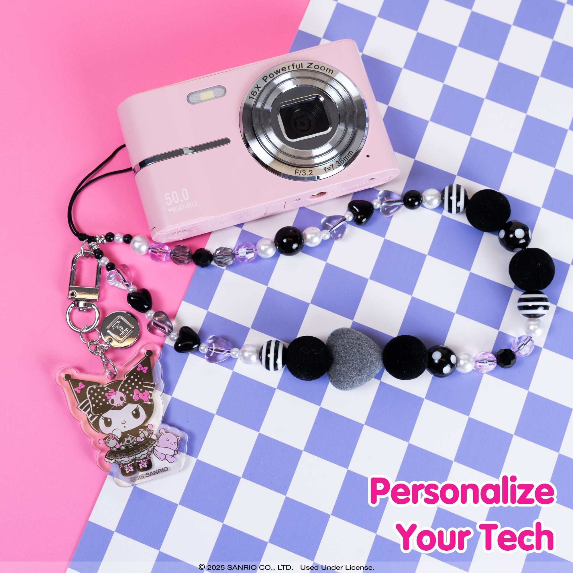Wristlet for phone shown attached to a smartphone during outdoor festival