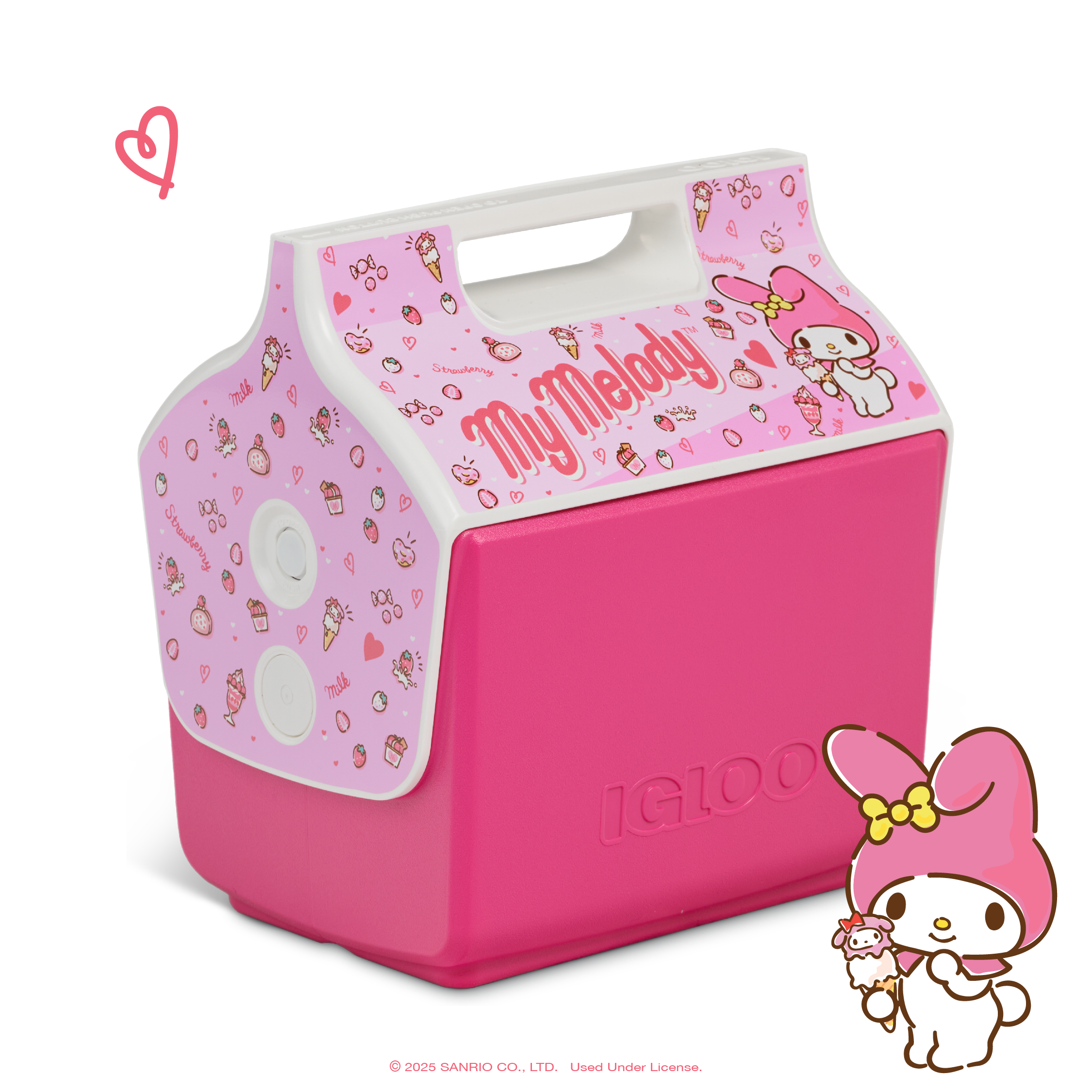 My Melody limited edition cooler with pink design and all-over print artwork, ideal for camping trips