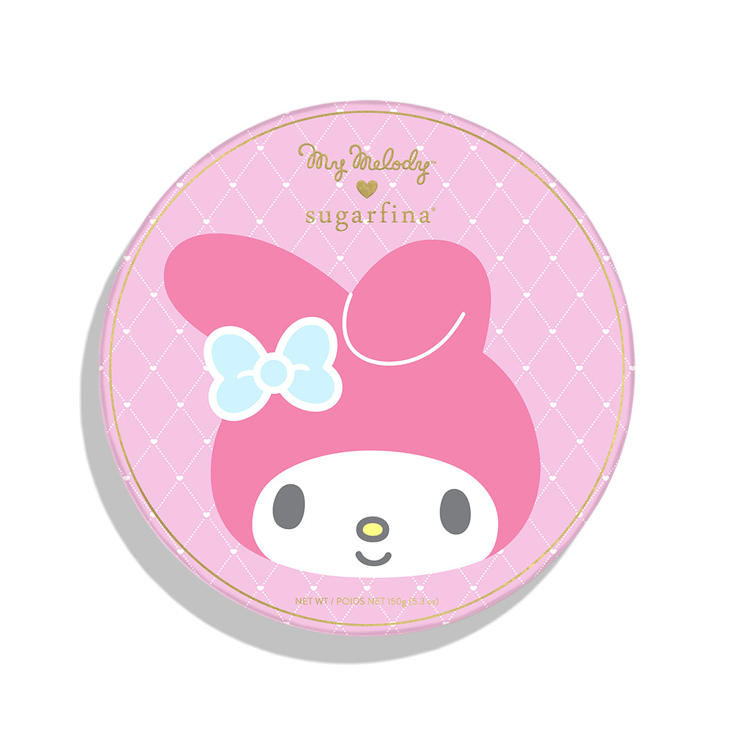 Close-up of My Melody 50th anniversary candy cubes in pastel packaging