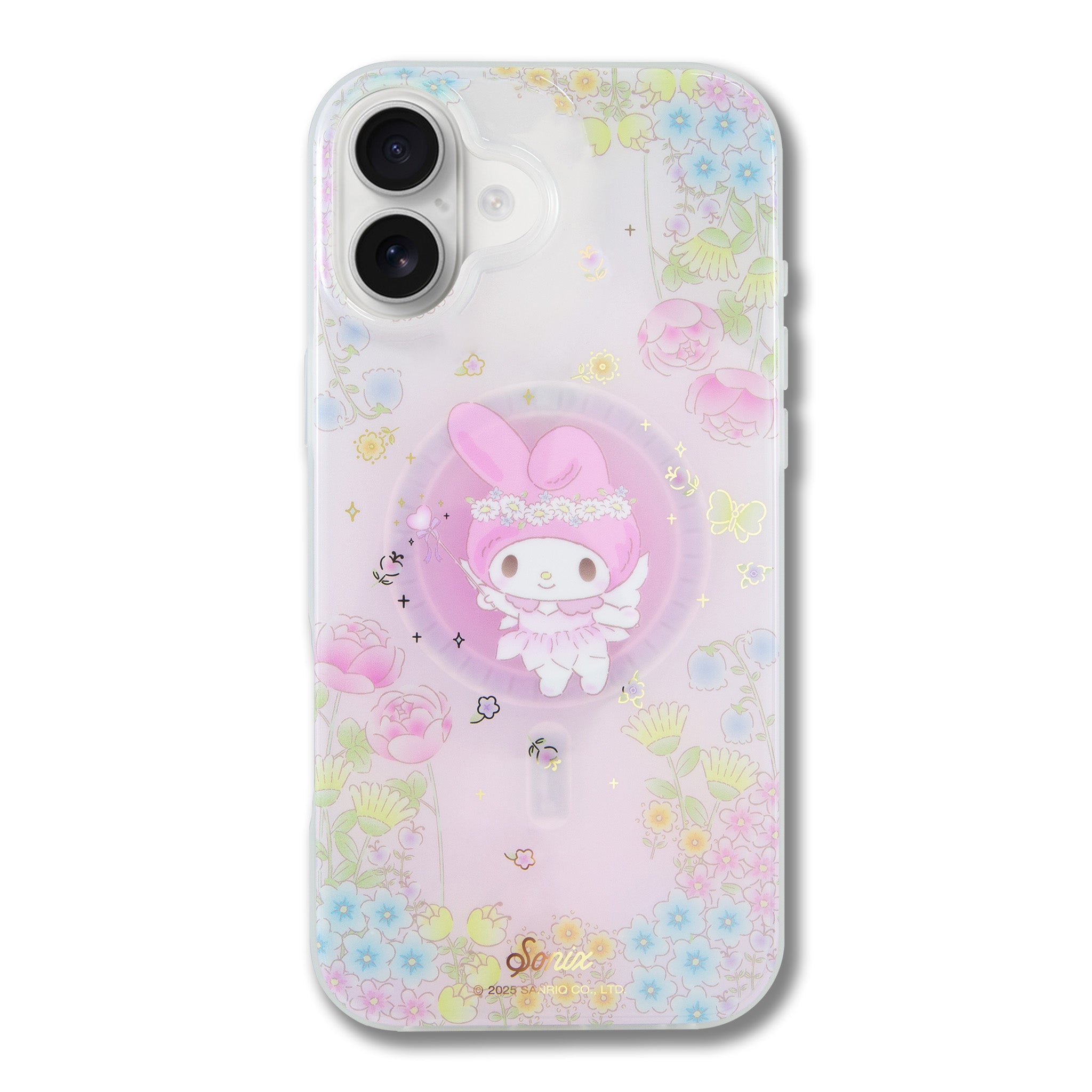 My Melody 50th Anniversary iPhone case showcasing fairy design from a side angle.