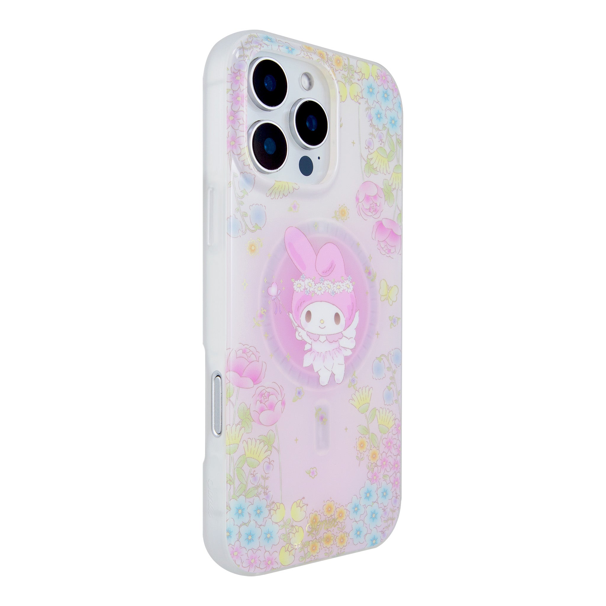 My Melody iPhone case on a wooden surface, highlighting its sleek design.
