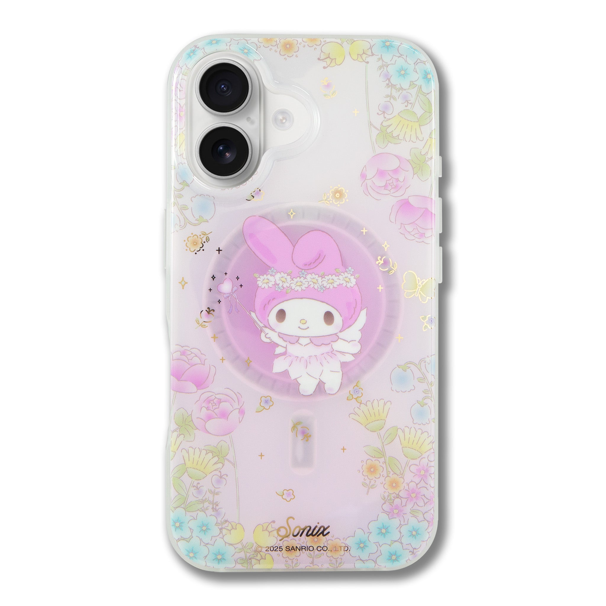 My Melody 50th Anniversary iPhone case with protective bumper and MagSafe magnets