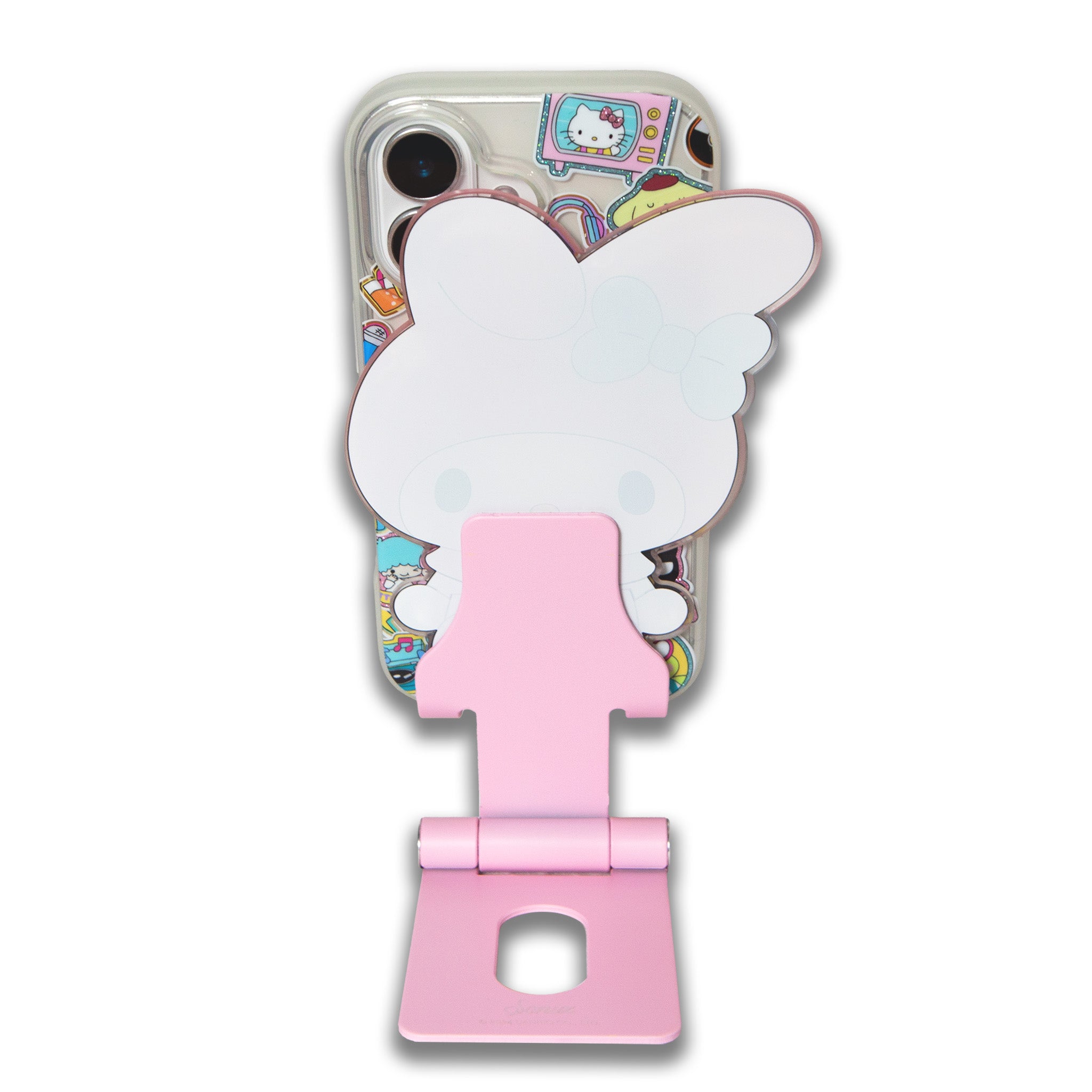 Close-up of the Sanrio character detailing on the acrylic phone stand