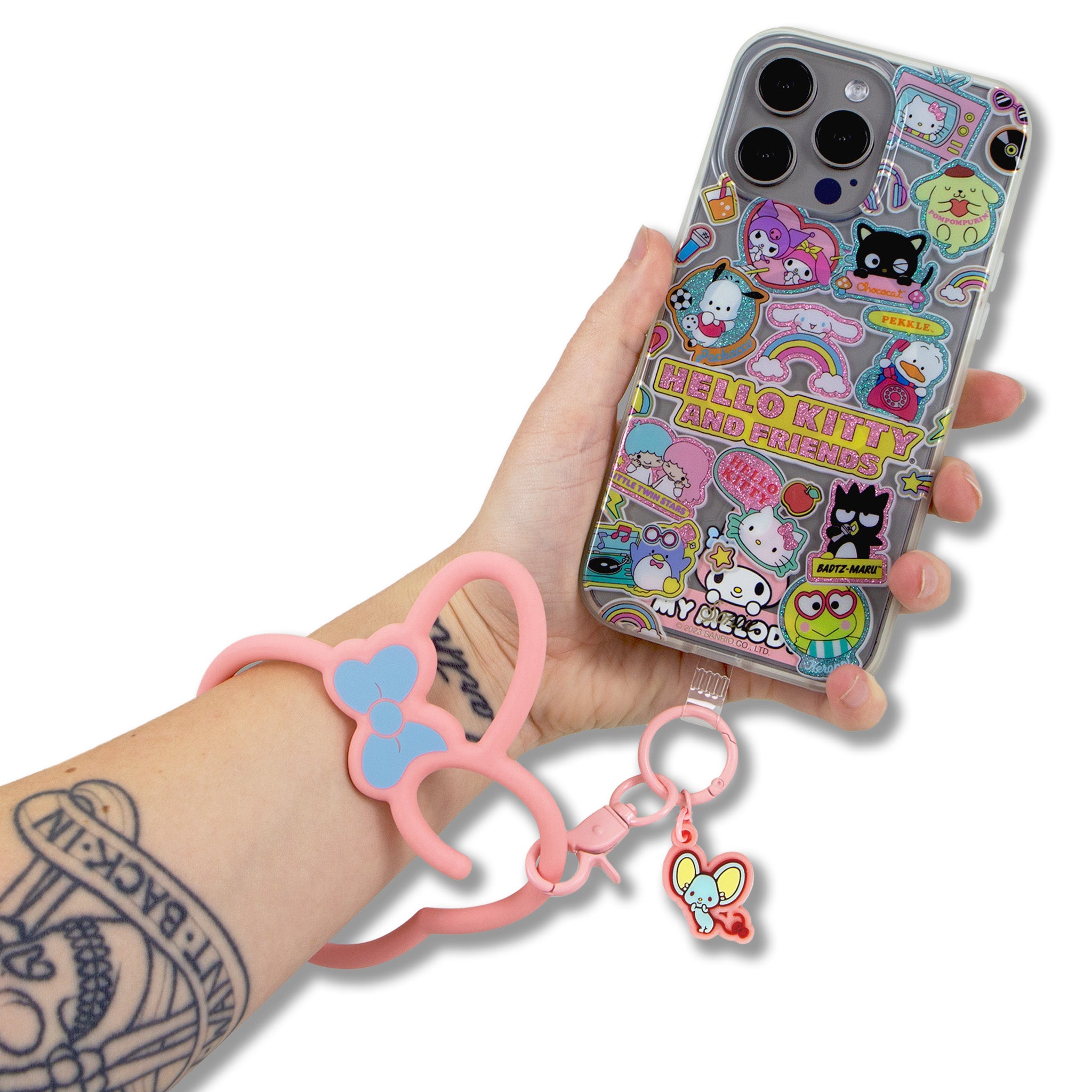 Side view of the bracelet attached to a phone’s charging port, highlighting easy installation.