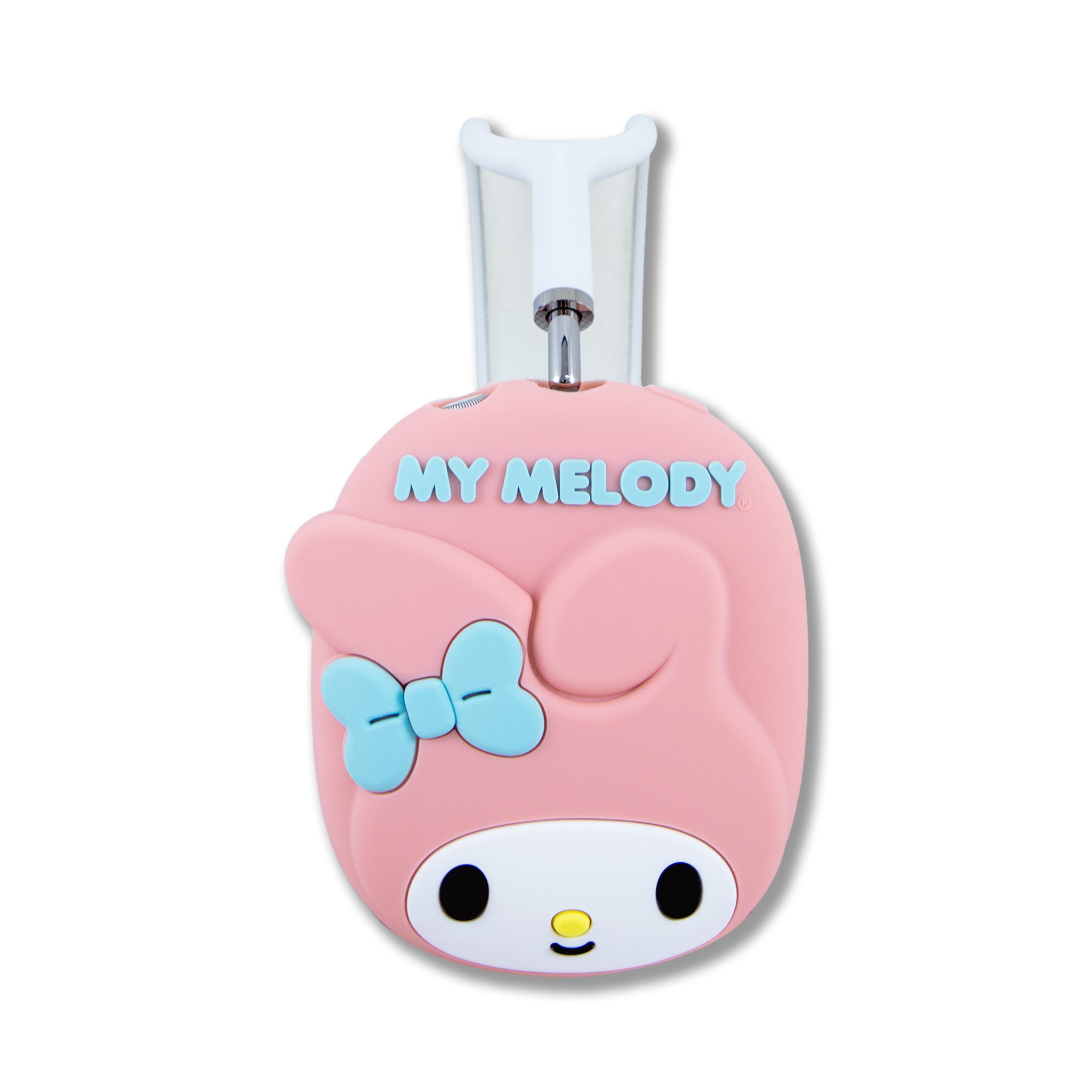 My Melody AirPods Max cover shown on headphones, with close-up of design details
