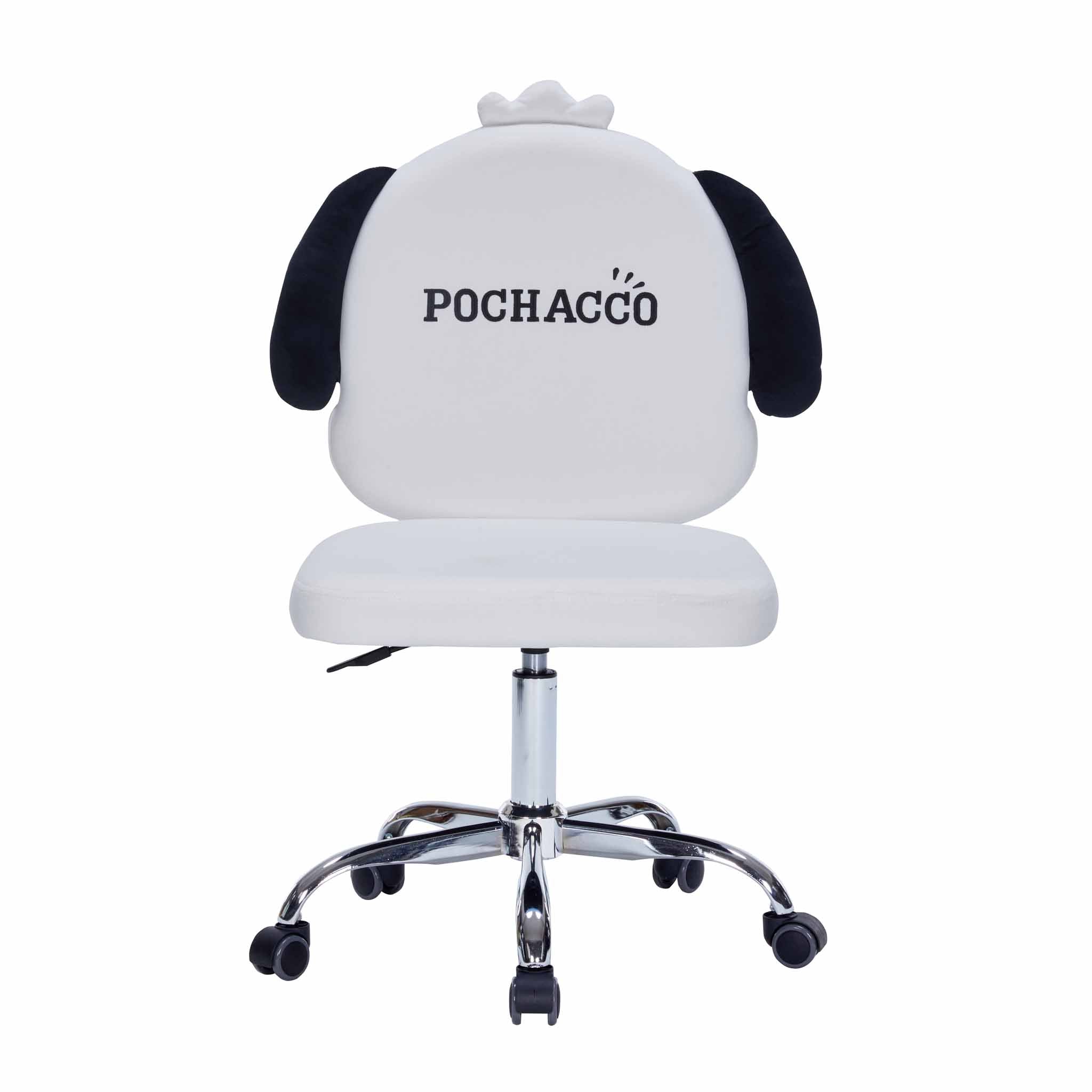 Lifestyle shot of the chair being used in a vanity setup with Hollywood mirror backdrop