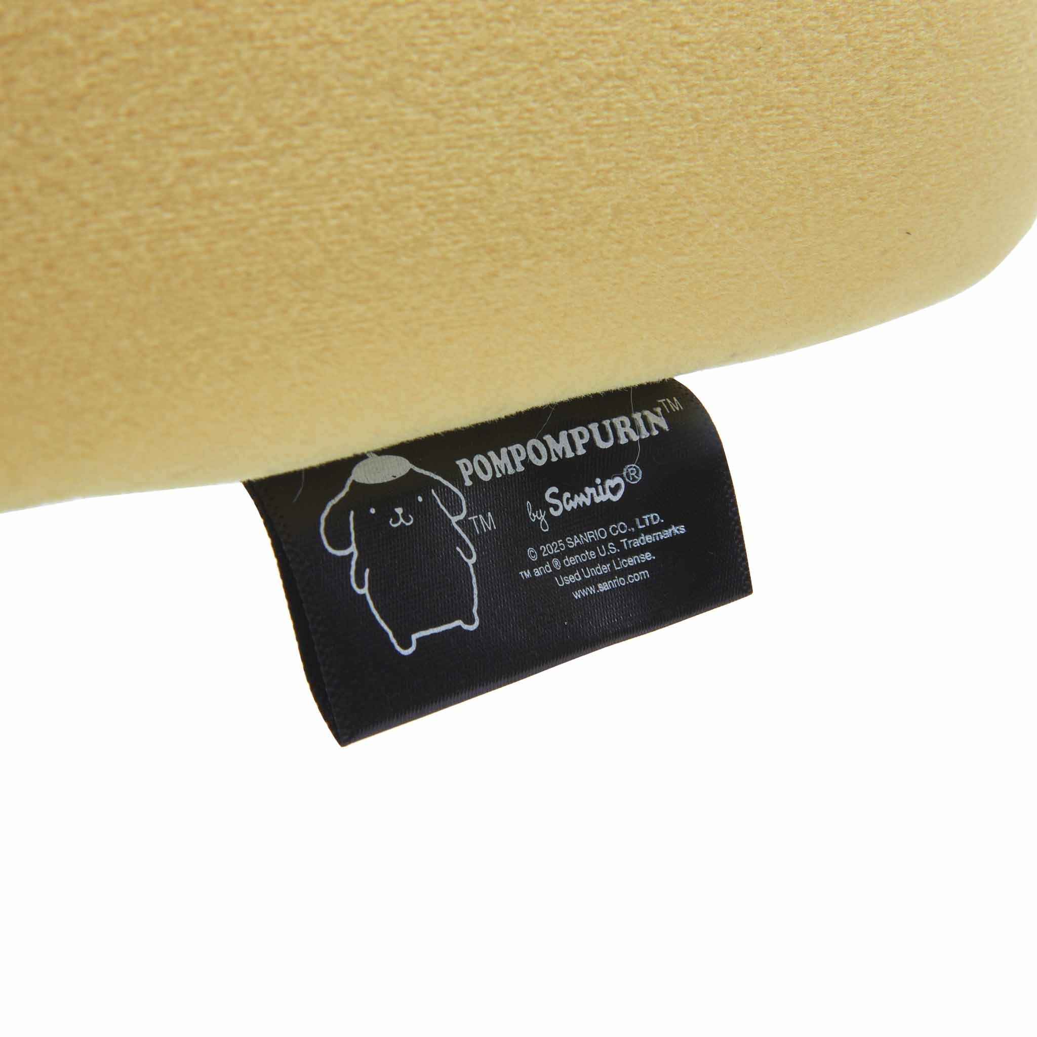 Close-up of the adorable Pompompurin vanity chair with velvet upholstery and 3D ears