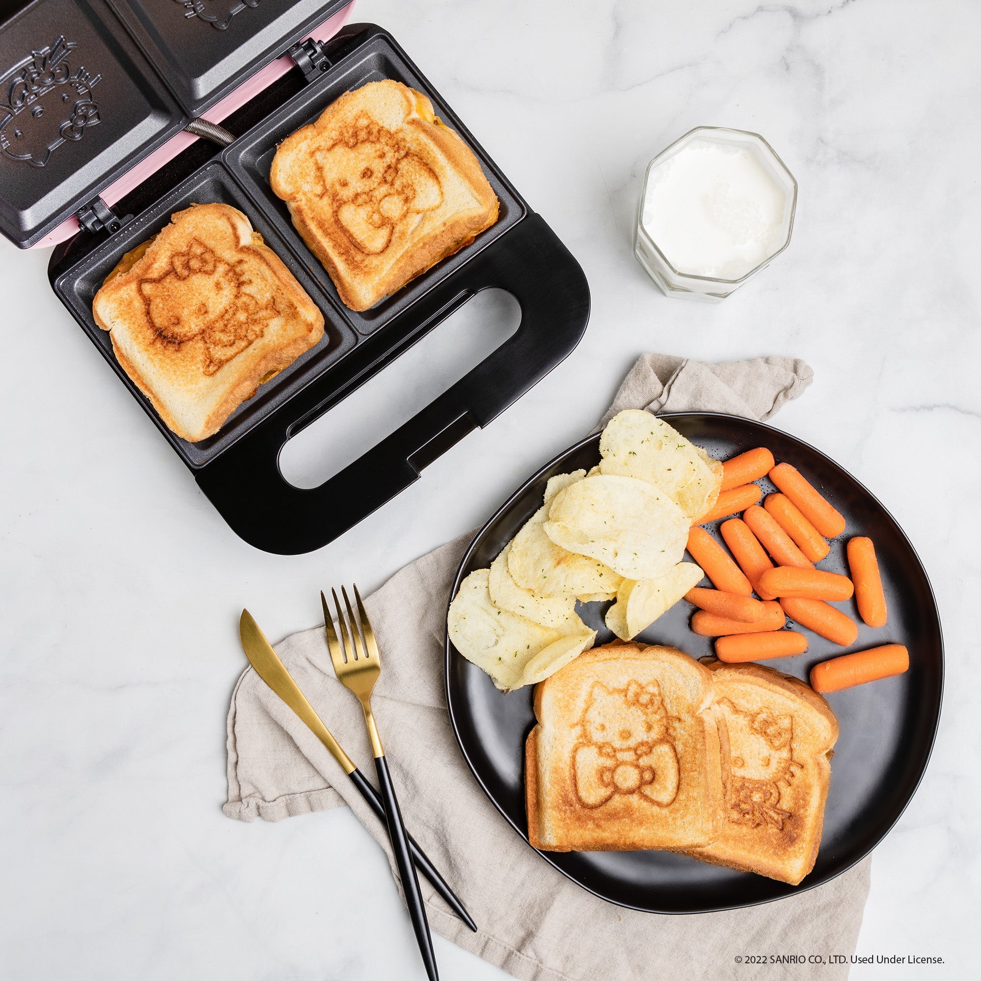 Serving suggestion: waffles with Hello Kitty imprint made using sandwich press