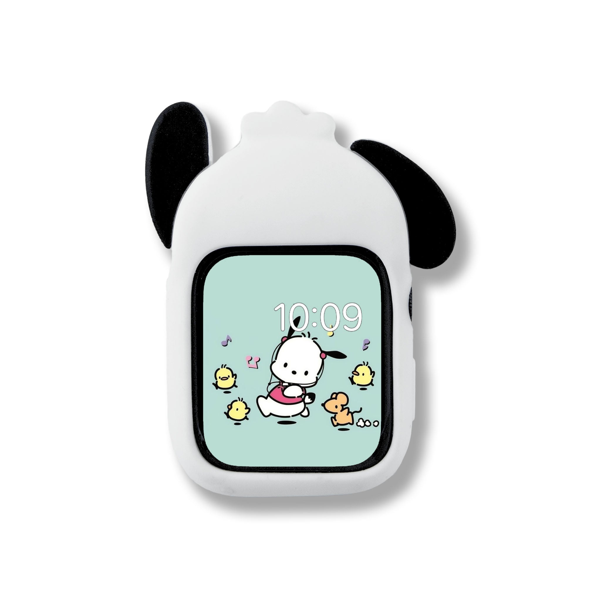 Pochacco Apple Watch bumper case showing the characters adorable face