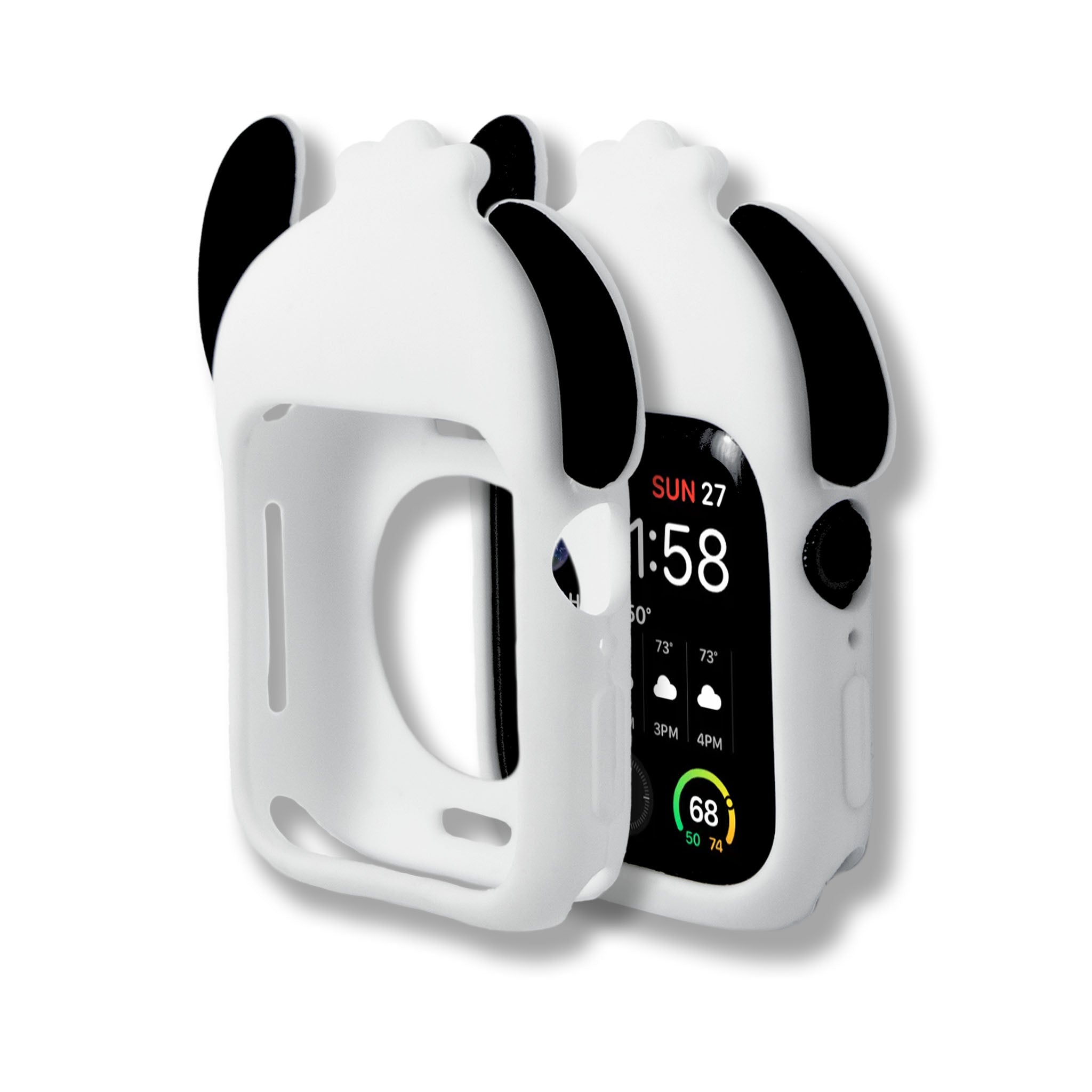 Pochacco Apple Watch bumper being put on, demonstrating its easy installation