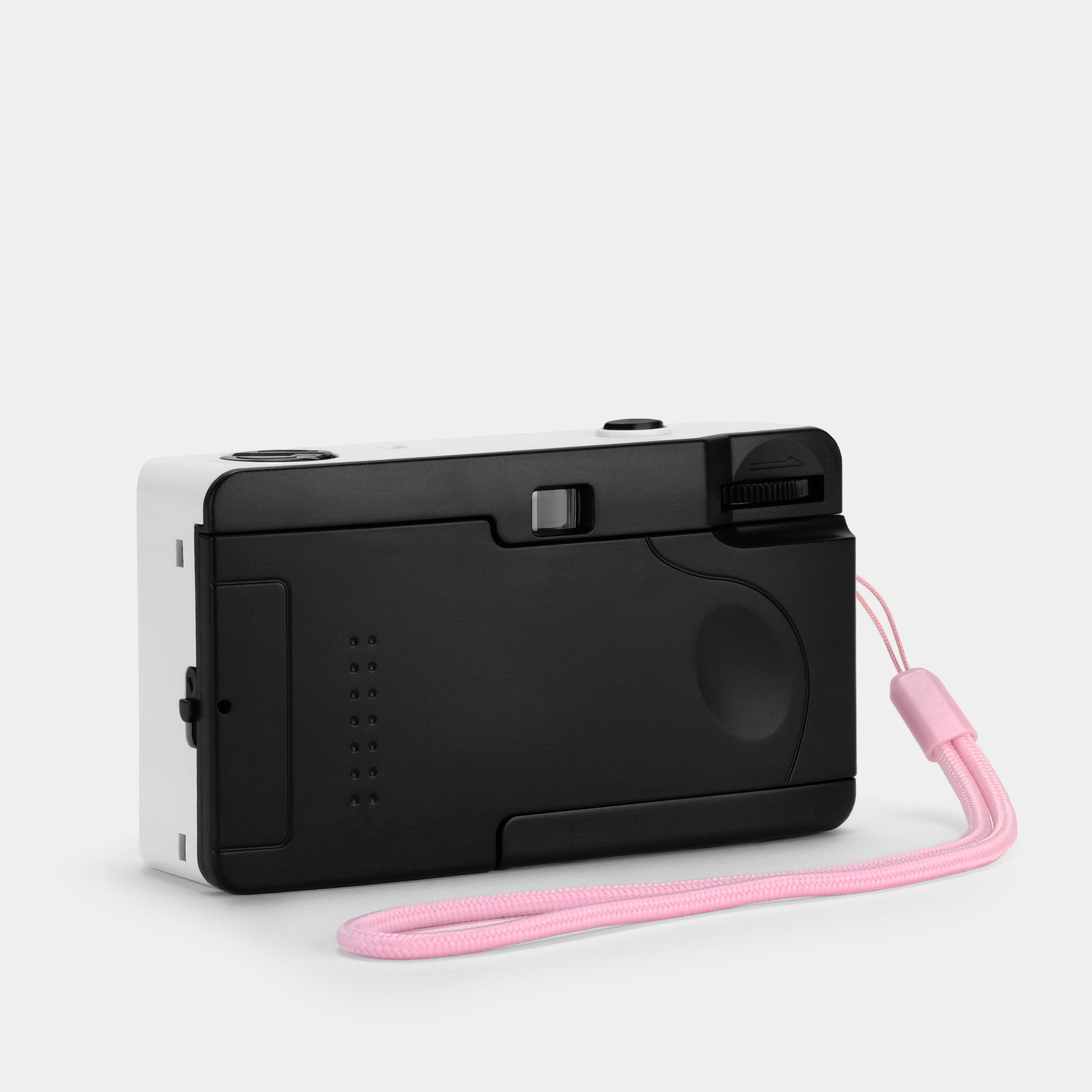 Front view of Hello Kitty Strawberry Planet 35mm film camera