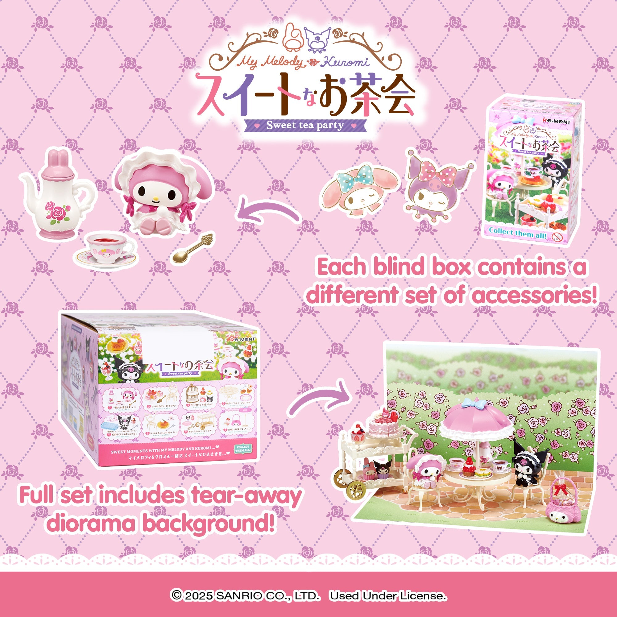 My Melody figure with tea set in a cute diorama.