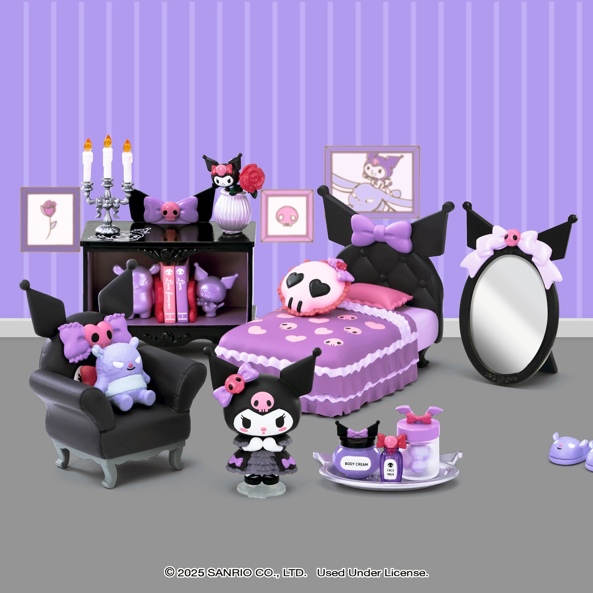 Kuromis Gothic Room Blind Box Figure Set with various miniature furniture