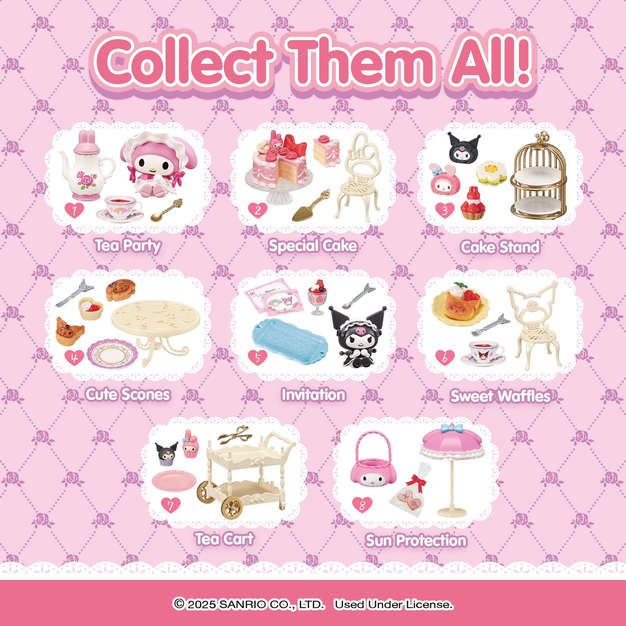Kuromi miniature enjoying a tea party with My Melody.