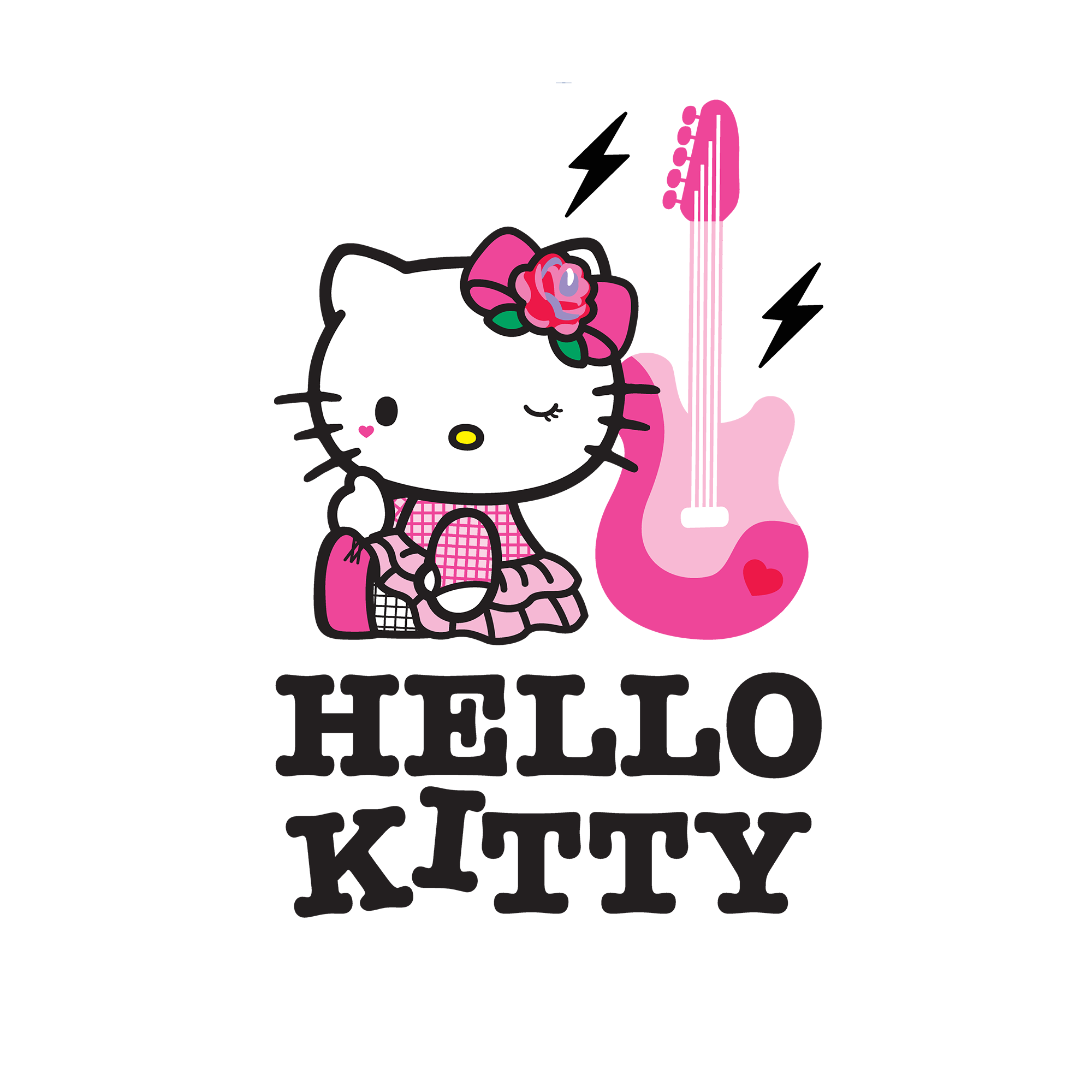 Back view of Hello Kitty Rock On Tee, showing the rock and roll design