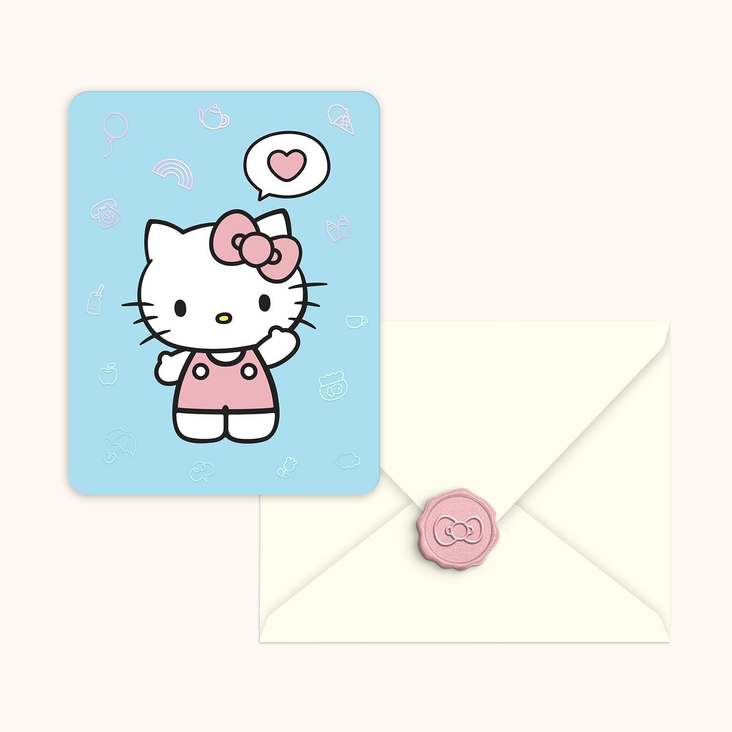 Open box displaying Hello Kitty note cards and envelopes