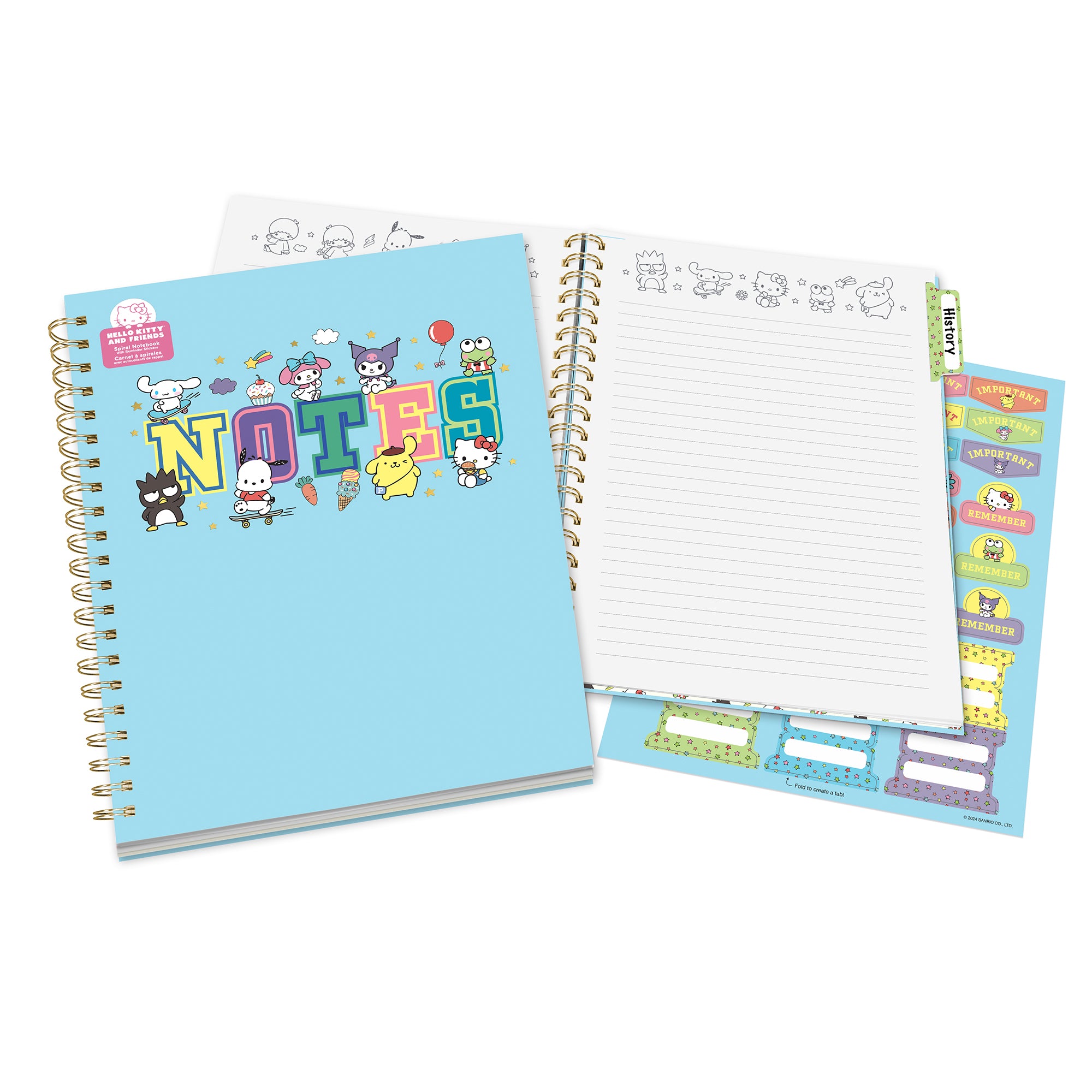 Extra-large Hello Kitty notebook with 160 lined pages and wire-o binding