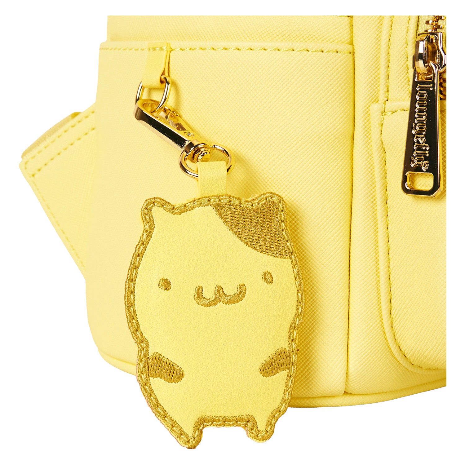 Front view of the Pompompurin mini backpack showcasing its cute design and colors.