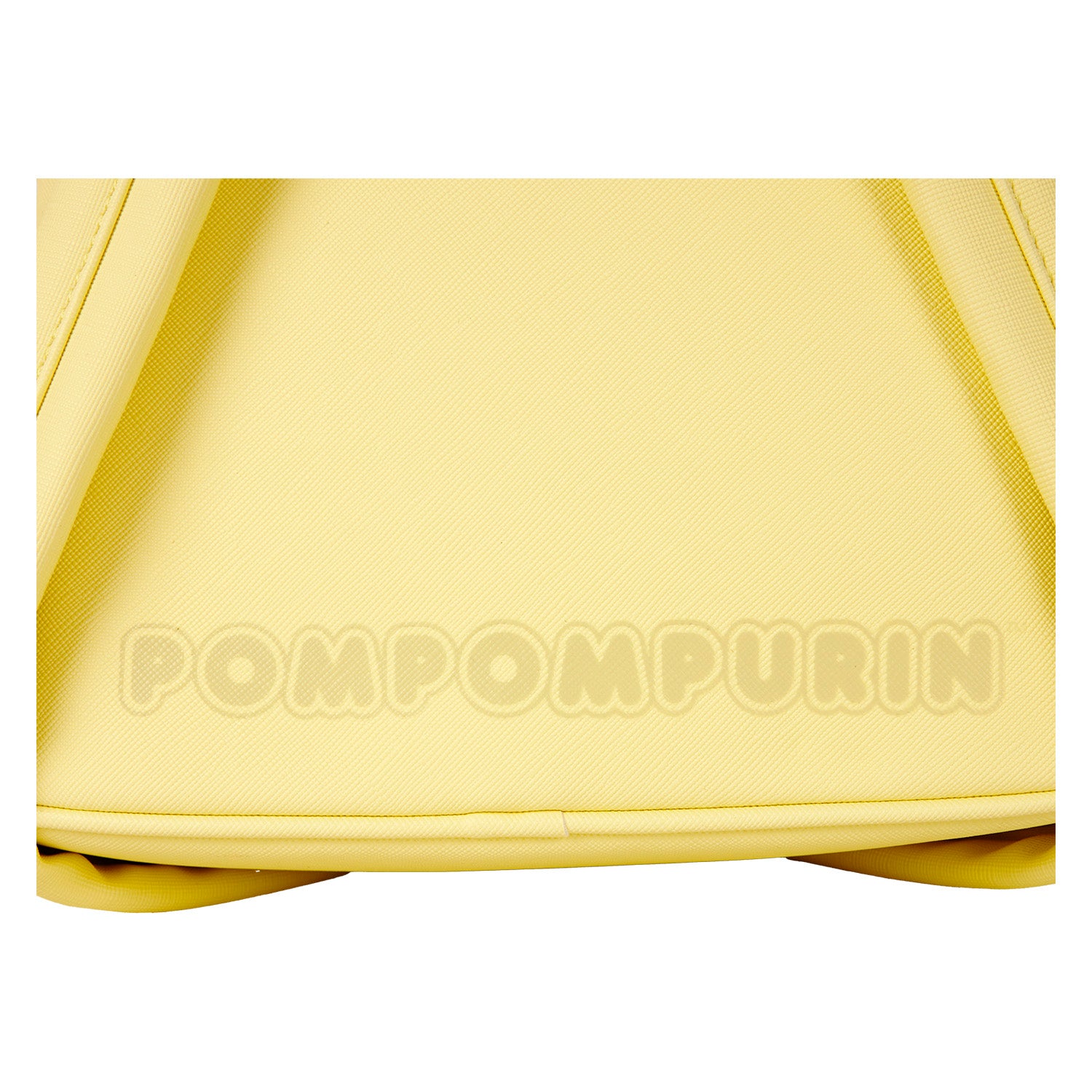 Close-up of the Pompompurin character appliques and gold hardware details.
