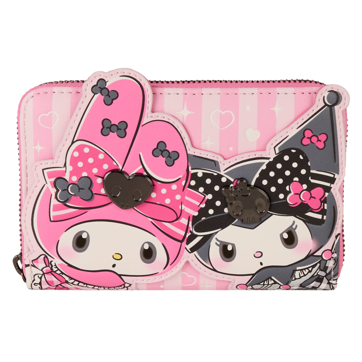 My Melody & Kuromi Loungefly Wallet front view with applique details